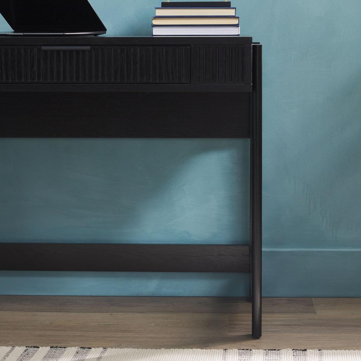 imageWALKER EDISON Transitional Style Furniture Reeded Detail LiftTop Desk with Drawer and Storage Cubby Sitting to Standing Desk Soft SelfClose Desktop 38W x 1675D x 30H Coastal OakBlack