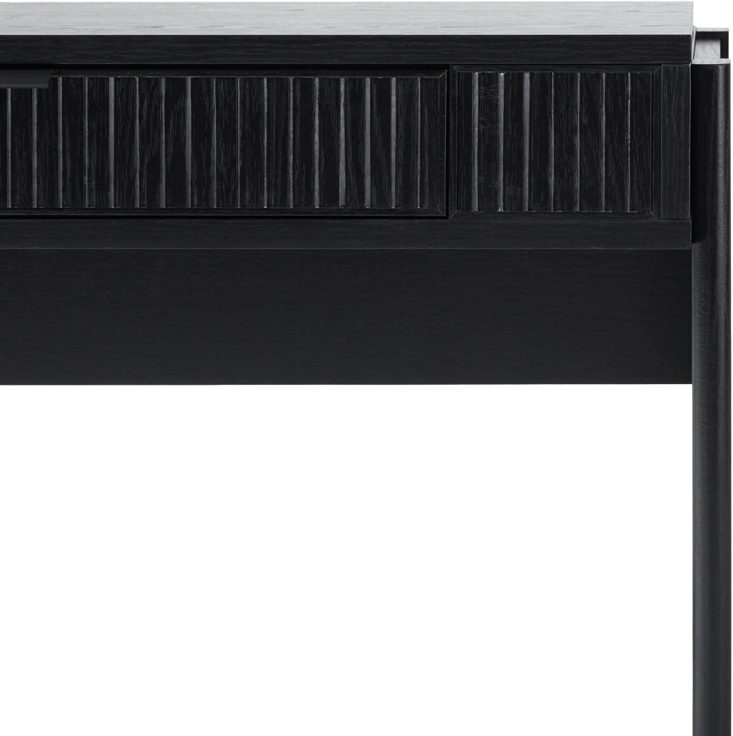 imageWALKER EDISON Transitional Style Furniture Reeded Detail LiftTop Desk with Drawer and Storage Cubby Sitting to Standing Desk Soft SelfClose Desktop 38W x 1675D x 30H Coastal OakBlack