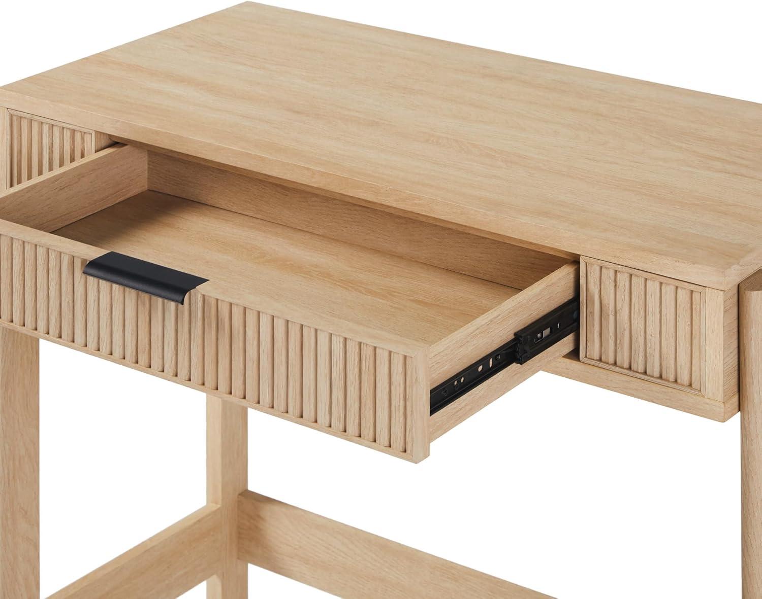 imageWALKER EDISON Transitional Style Furniture Reeded Detail LiftTop Desk with Drawer and Storage Cubby Sitting to Standing Desk Soft SelfClose Desktop 38W x 1675D x 30H Coastal OakCoastal Oak