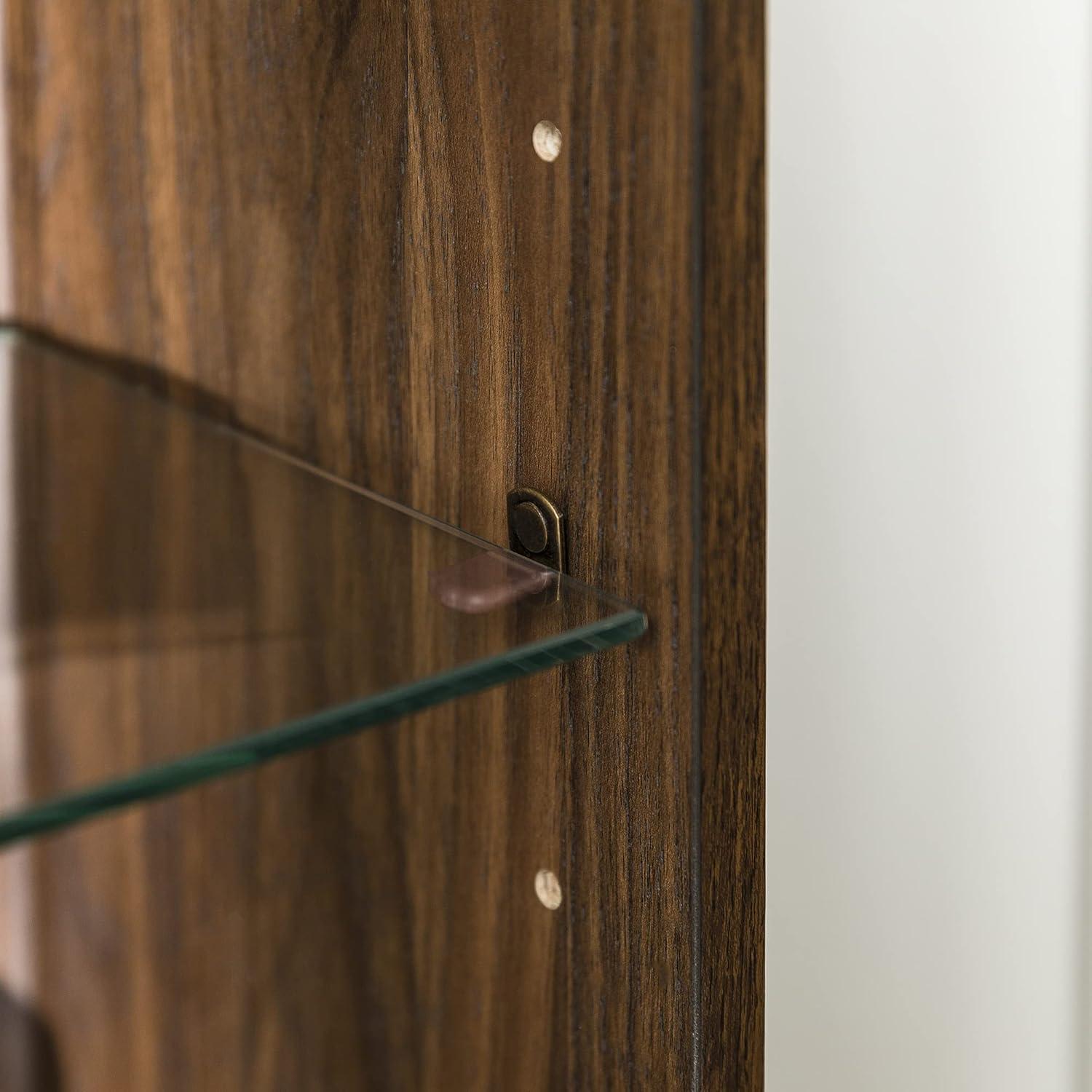 imageWalker Edison 2 Door Glass Shelf Corner Stand Console fits TVs up to 55quot 48 Dark Walnut