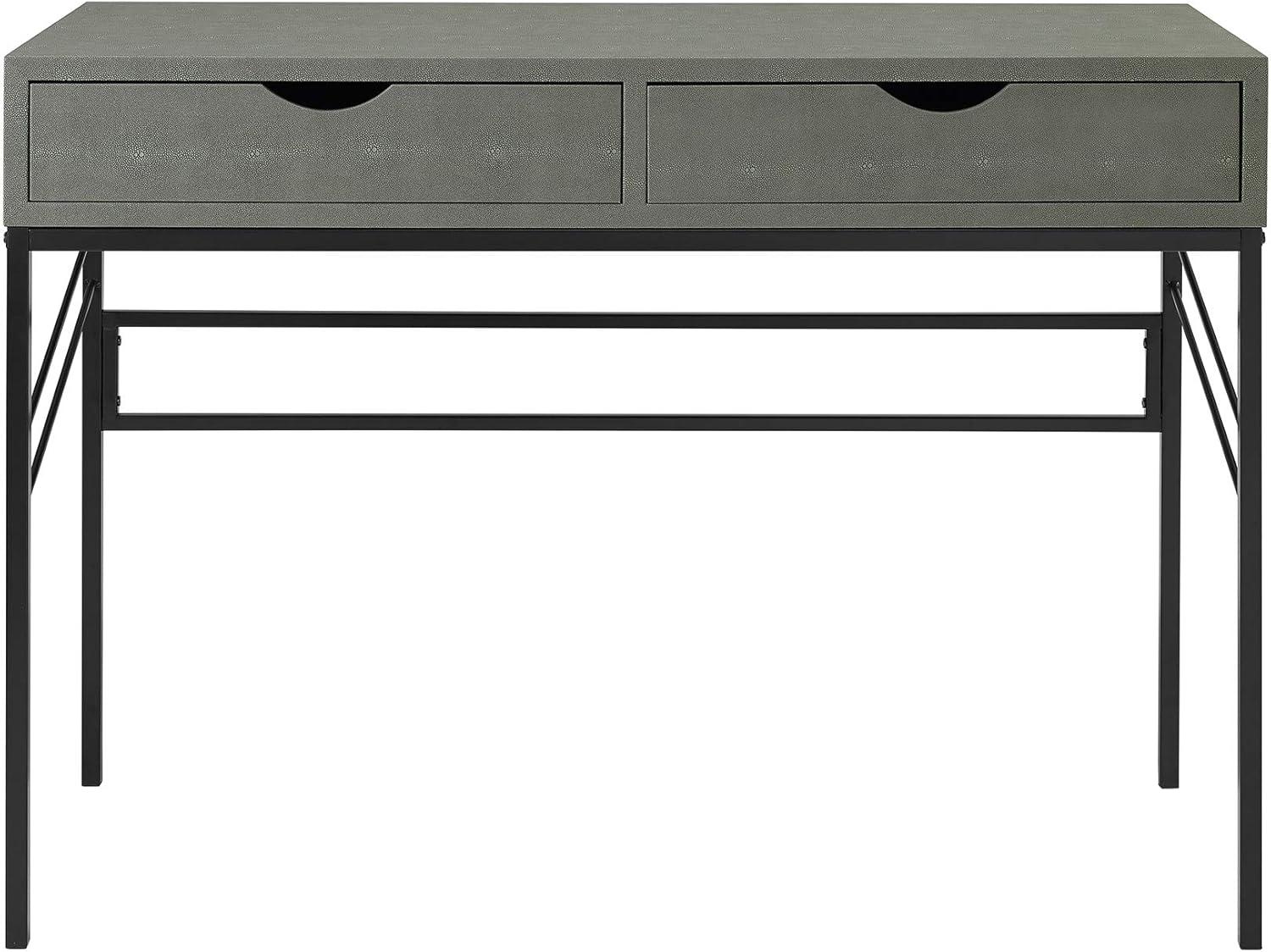 imageWalker Edison 2 Drawer Modern Wood and Metal Computer Writing Desk Home Office Workstation Small 44 Inch Off WhiteGrey