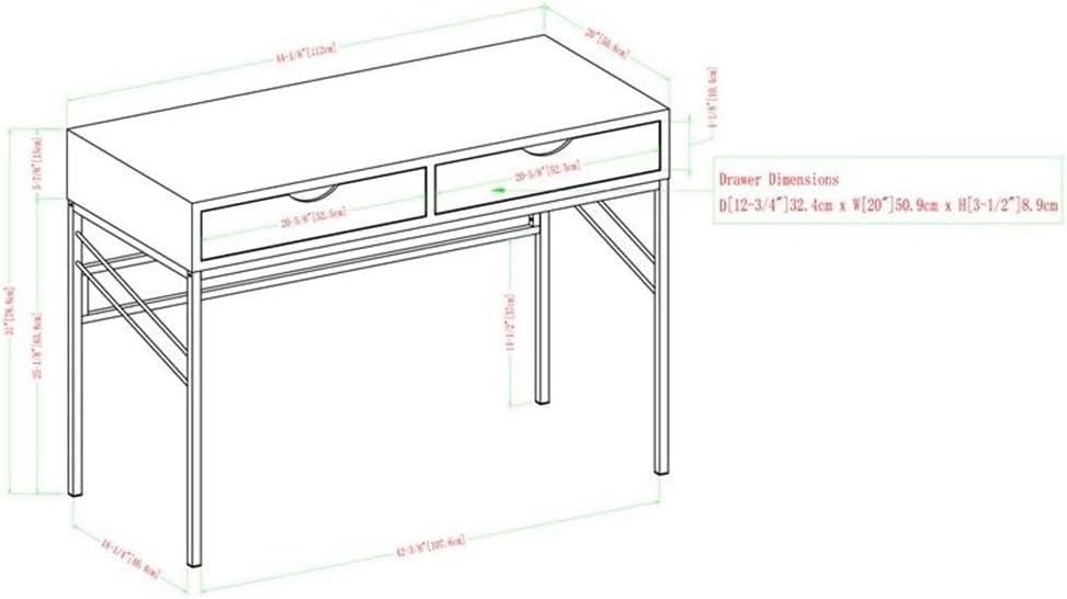 imageWalker Edison 2 Drawer Modern Wood and Metal Computer Writing Desk Home Office Workstation Small 44 Inch Off WhiteOff White