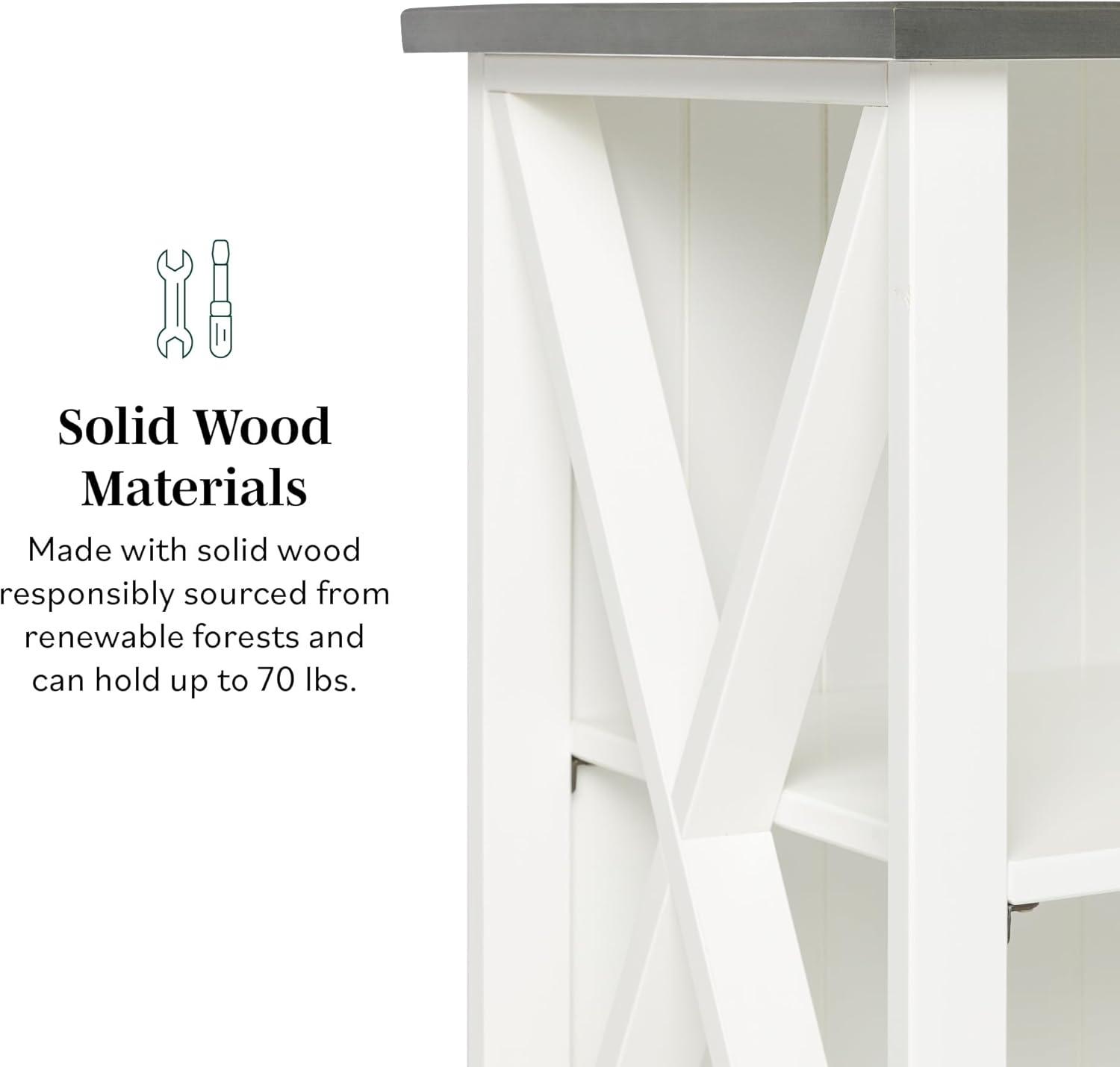 imageWalker Edison 2 Tier Modern Farmhouse Wood Bookcase Bookshelf Storage Home Office Storage Cabinet 52 Inch WhiteWhite