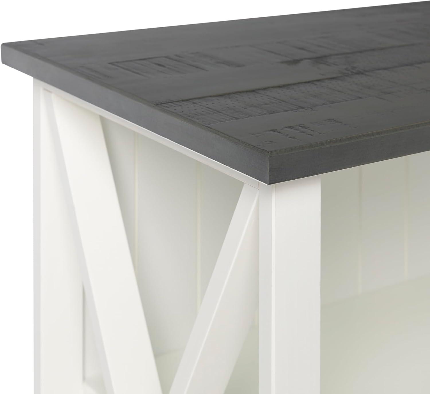 imageWalker Edison 2 Tier Modern Farmhouse Wood Bookcase Bookshelf Storage Home Office Storage Cabinet 52 Inch WhiteWhiteGrey Wash