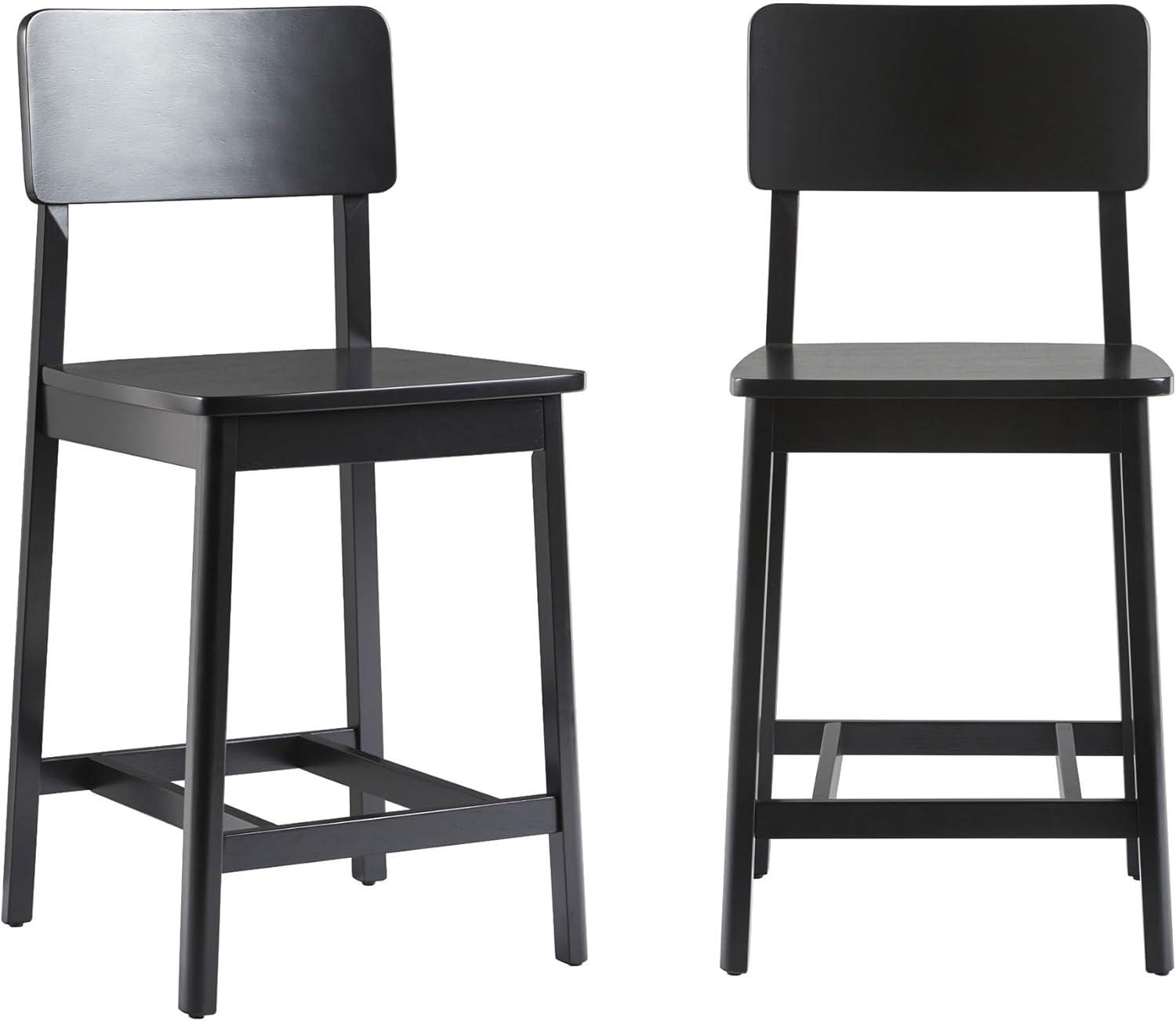 imageWalker Edison 2Piece Minimalist Solid Wood Counter Stool Set of 2 BlackBlack