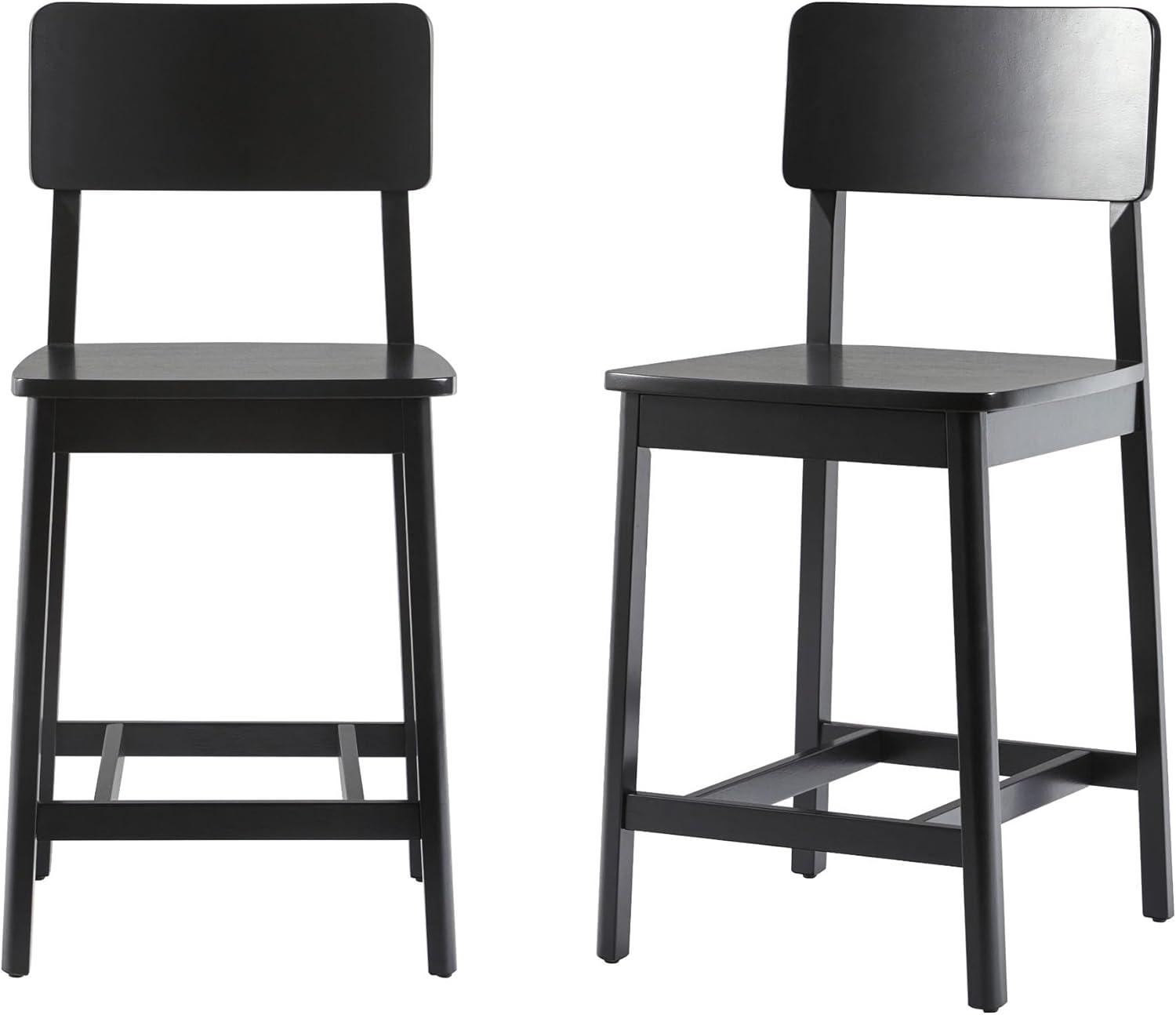 imageWalker Edison 2Piece Minimalist Solid Wood Counter Stool Set of 2 BlackBlack