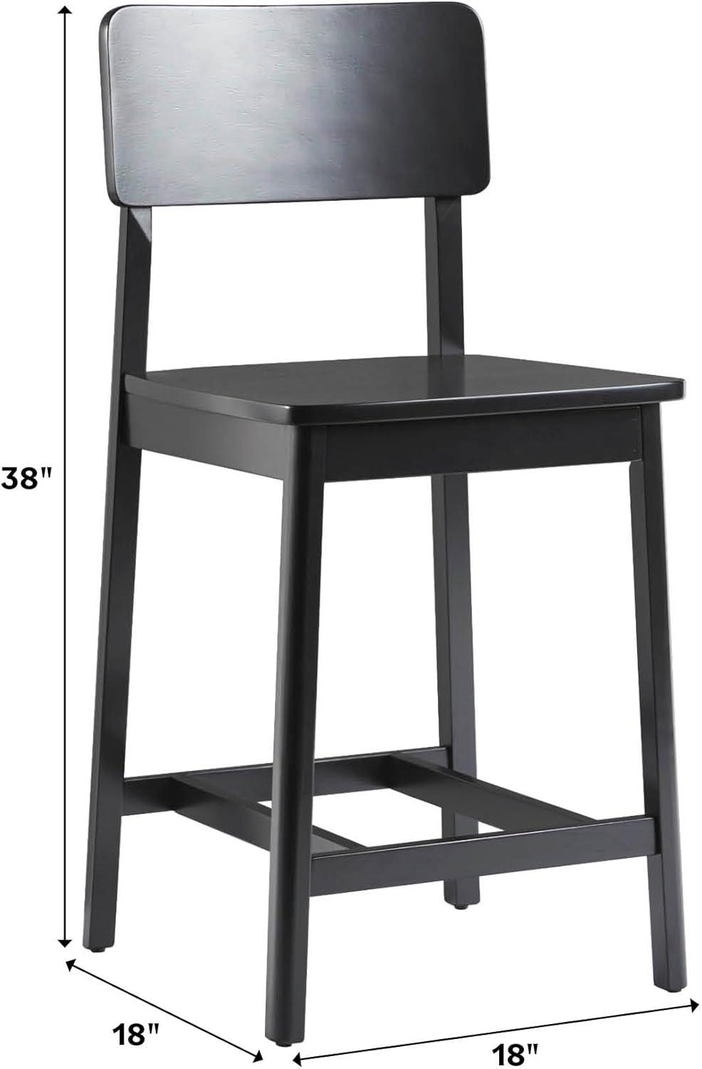 imageWalker Edison 2Piece Minimalist Solid Wood Counter Stool Set of 2 BlackBlack