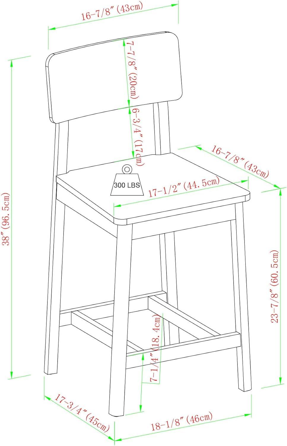 imageWalker Edison 2Piece Minimalist Solid Wood Counter Stool Set of 2 BlackBlack