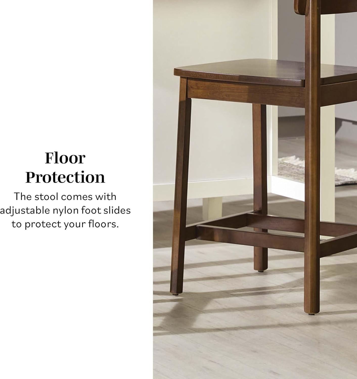 imageWalker Edison 2Piece Minimalist Solid Wood Counter Stool Set of 2 BlackWalnut