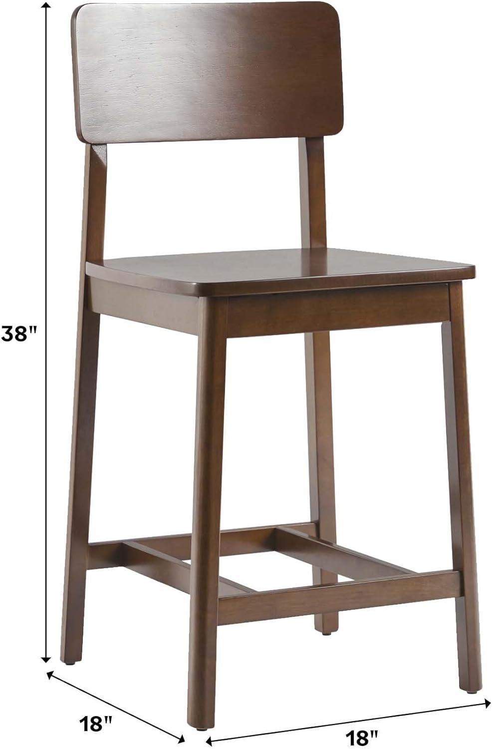 imageWalker Edison 2Piece Minimalist Solid Wood Counter Stool Set of 2 BlackWalnut