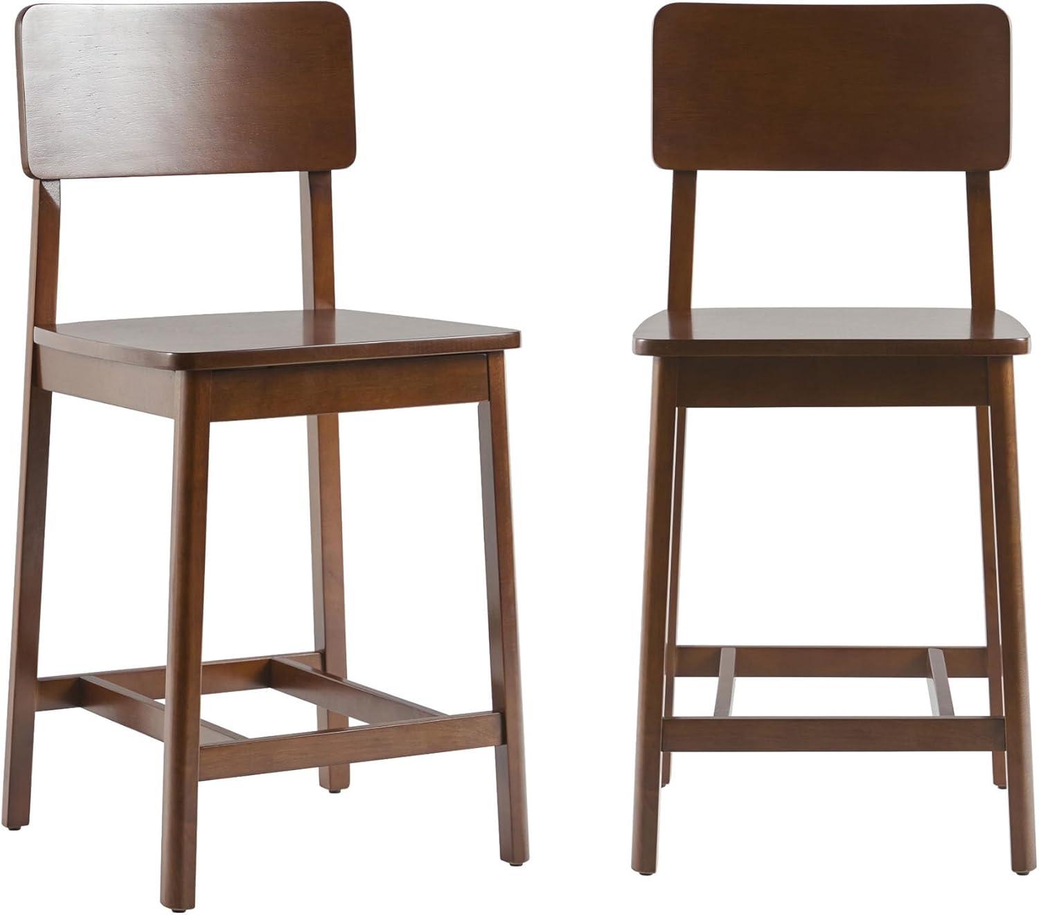 imageWalker Edison 2Piece Minimalist Solid Wood Counter Stool Set of 2 BlackWalnut
