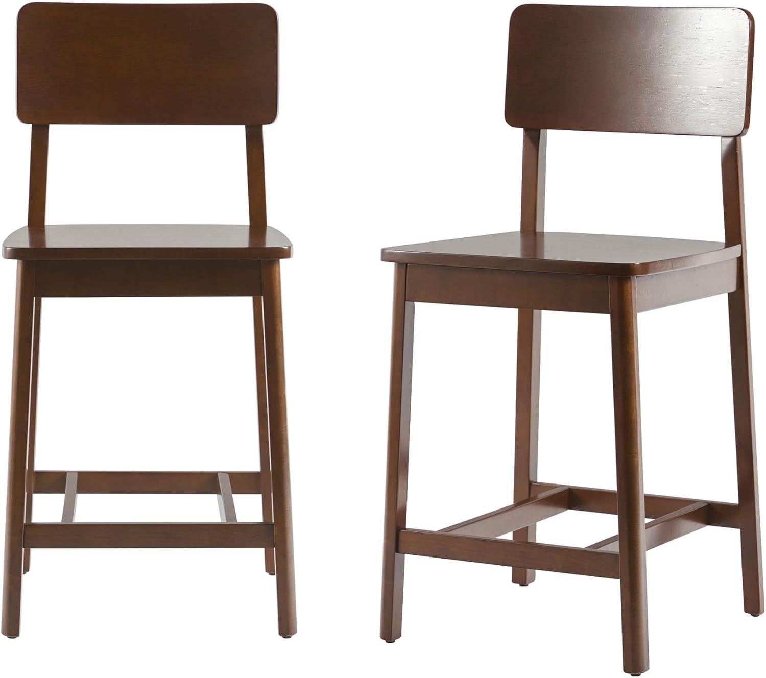 imageWalker Edison 2Piece Minimalist Solid Wood Counter Stool Set of 2 BlackWalnut
