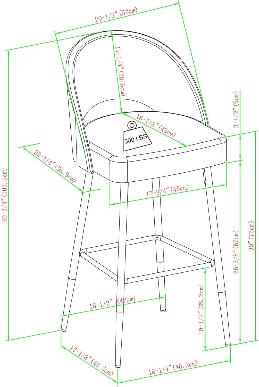 imageWalker Edison 2Piece Modern MetalFrame Upholstered Barstool Set of 2 CharcoalCharcoal