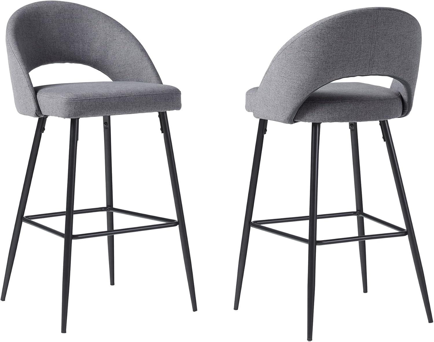 imageWalker Edison 2Piece Modern MetalFrame Upholstered Barstool Set of 2 CharcoalCharcoal