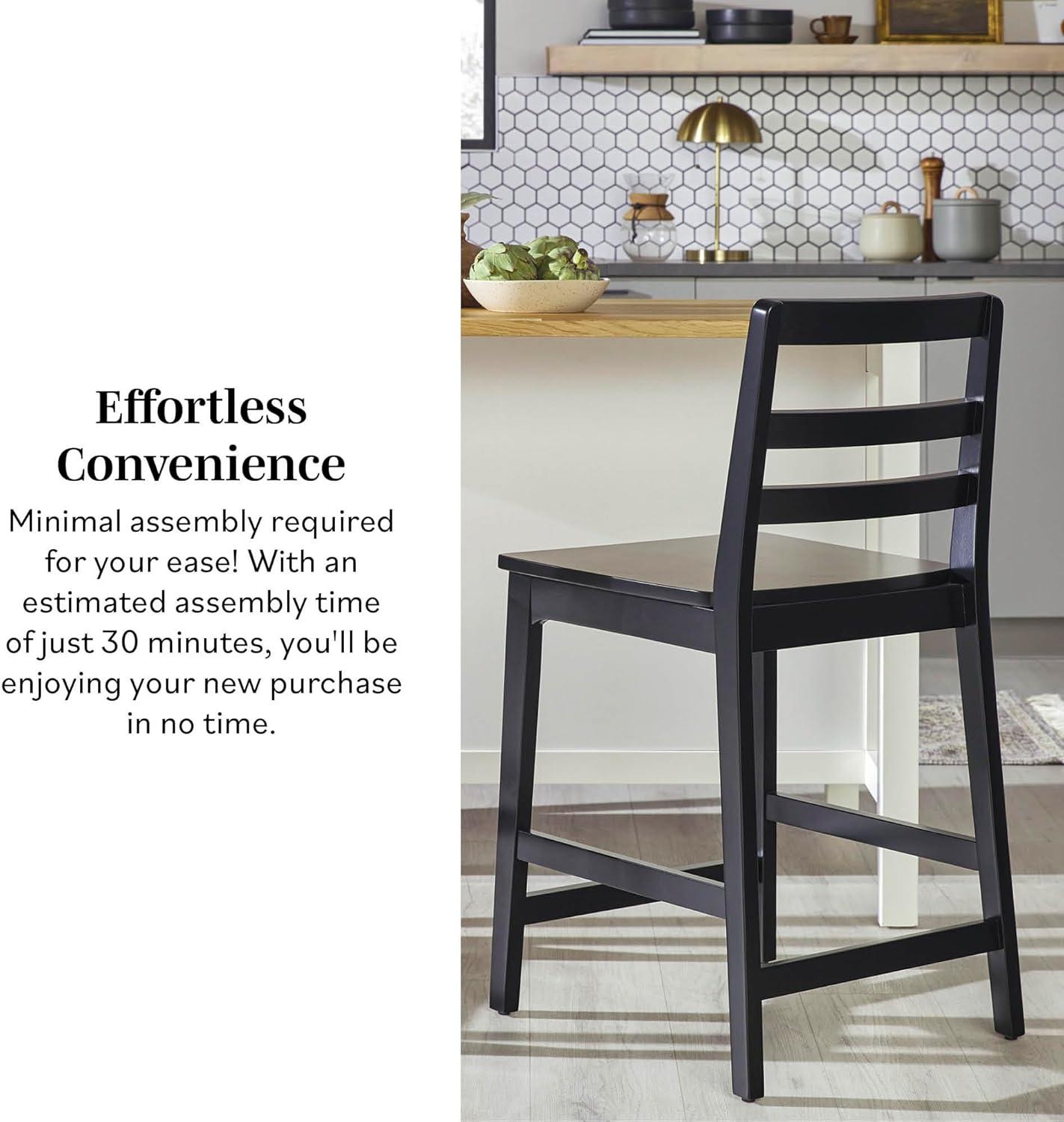 imageWalker Edison 2Piece Modern Solid Wood LadderBack Counter Stool Set of 2 WalnutBlack