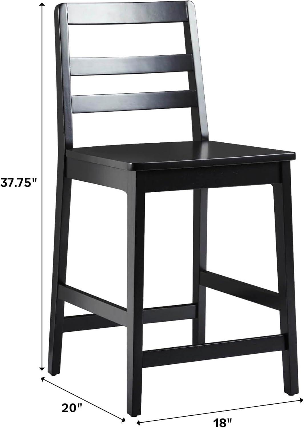 imageWalker Edison 2Piece Modern Solid Wood LadderBack Counter Stool Set of 2 WalnutBlack
