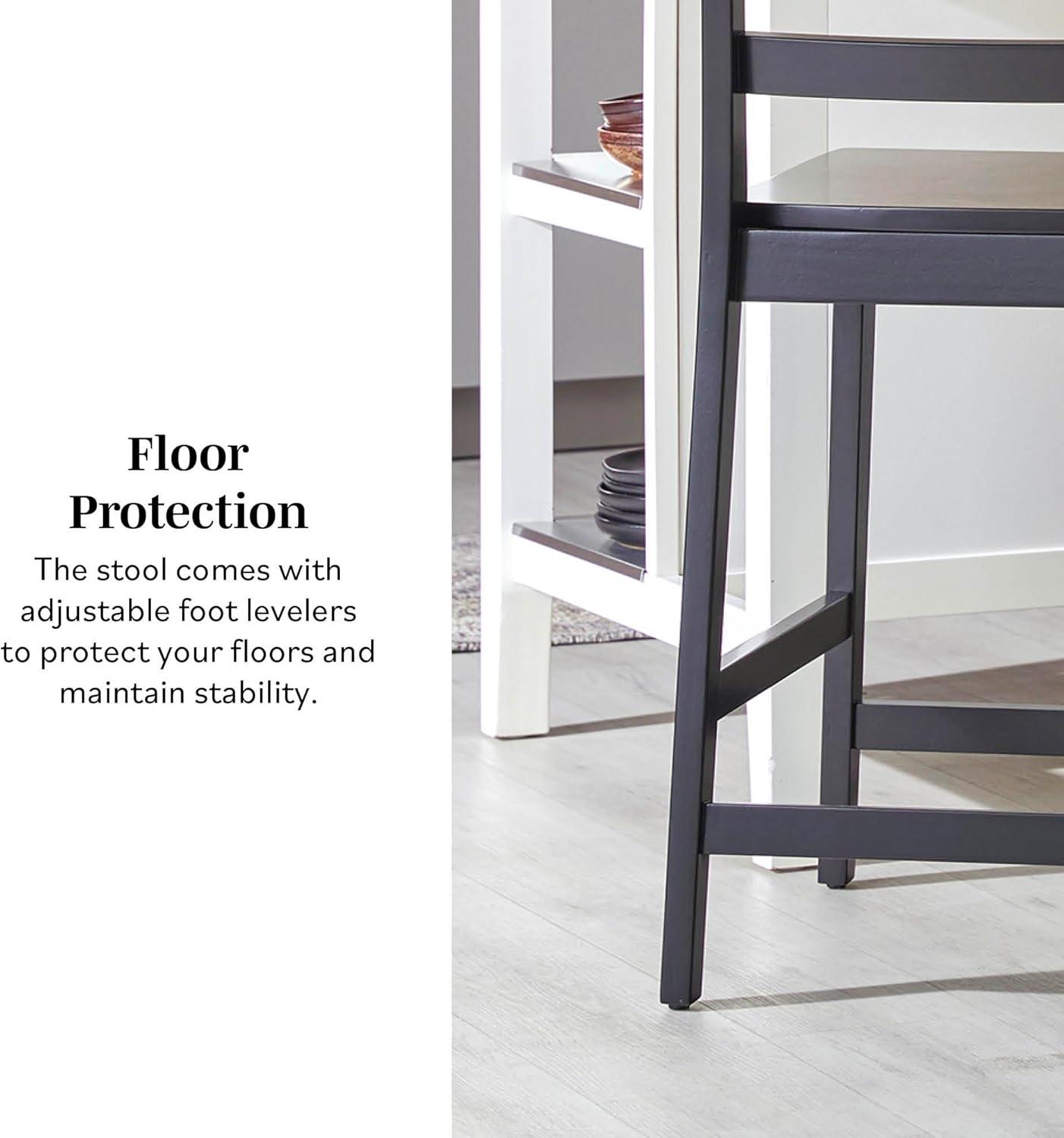 imageWalker Edison 2Piece Modern Solid Wood LadderBack Counter Stool Set of 2 WalnutBlack