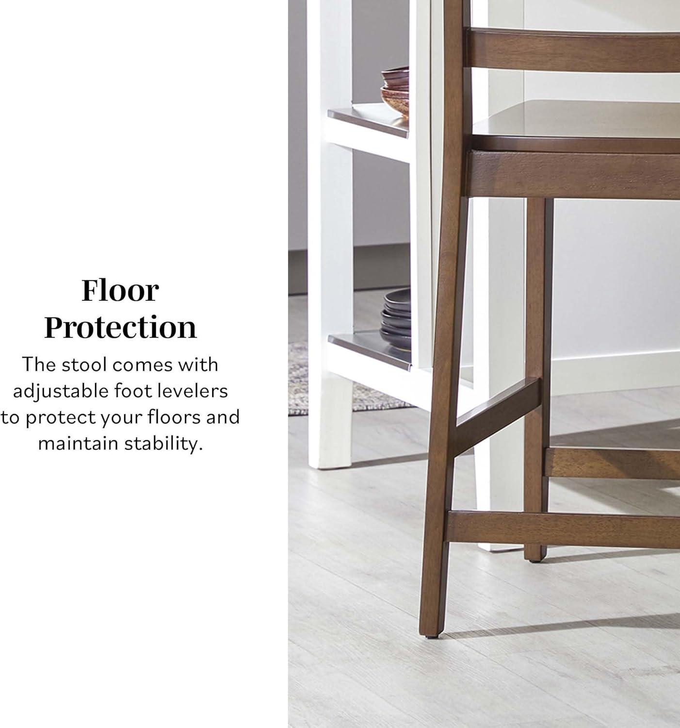 imageWalker Edison 2Piece Modern Solid Wood LadderBack Counter Stool Set of 2 WalnutWalnut