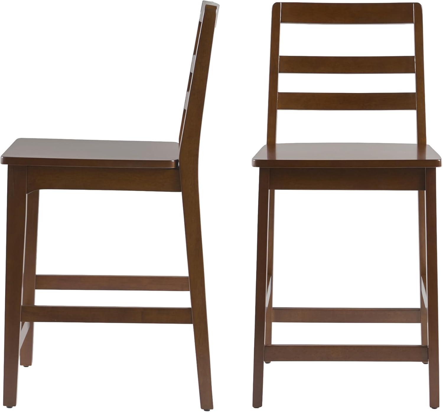 imageWalker Edison 2Piece Modern Solid Wood LadderBack Counter Stool Set of 2 WalnutWalnut