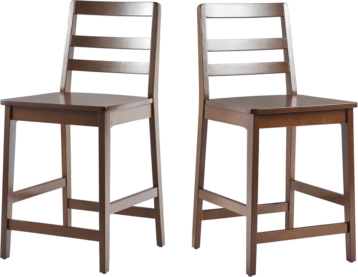 imageWalker Edison 2Piece Modern Solid Wood LadderBack Counter Stool Set of 2 WalnutWalnut