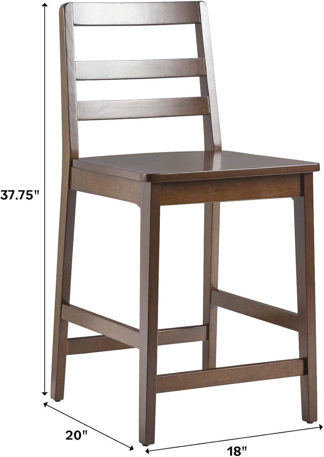imageWalker Edison 2Piece Modern Solid Wood LadderBack Counter Stool Set of 2 WalnutWalnut