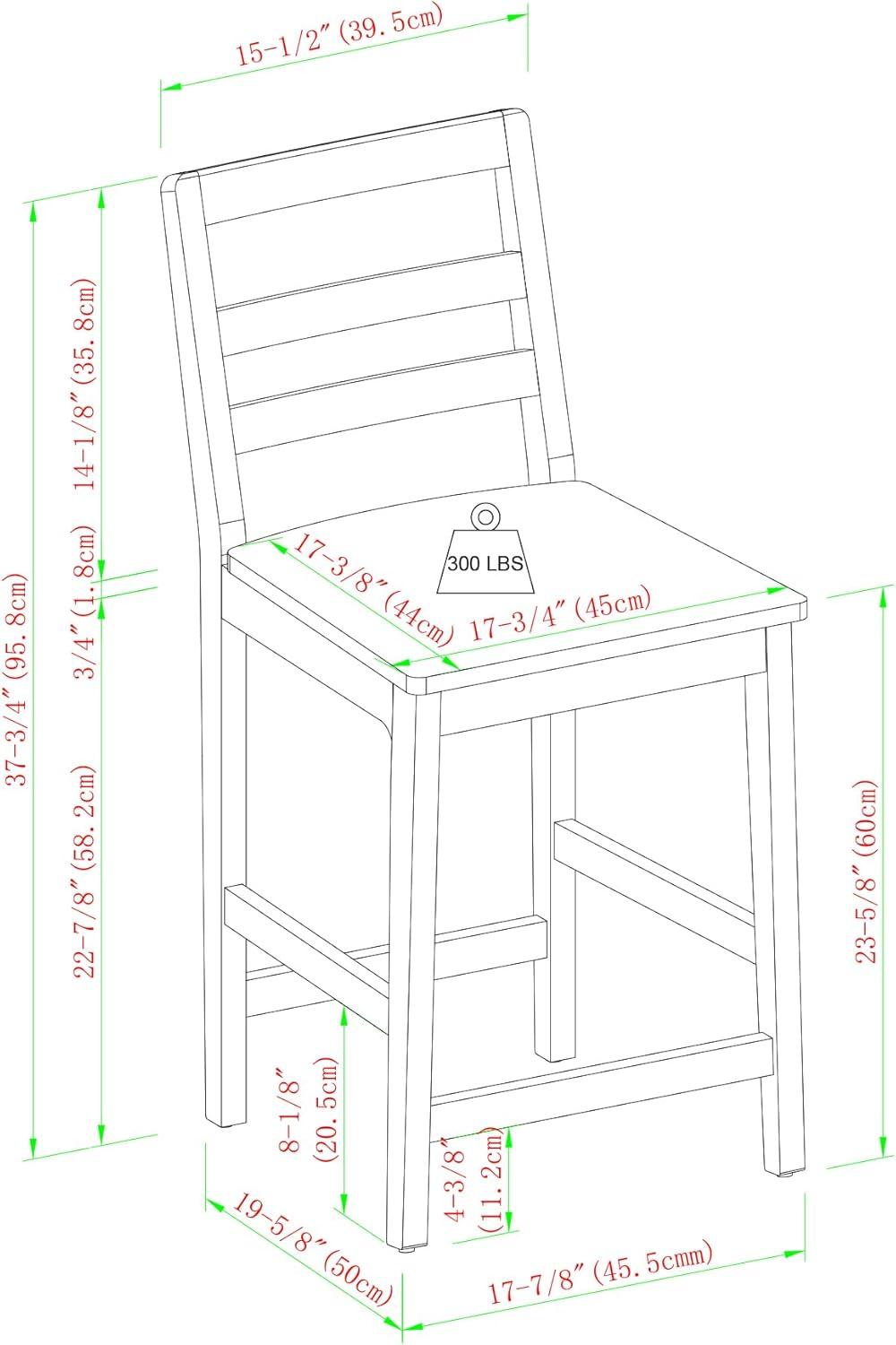 imageWalker Edison 2Piece Modern Solid Wood LadderBack Counter Stool Set of 2 WalnutWalnut