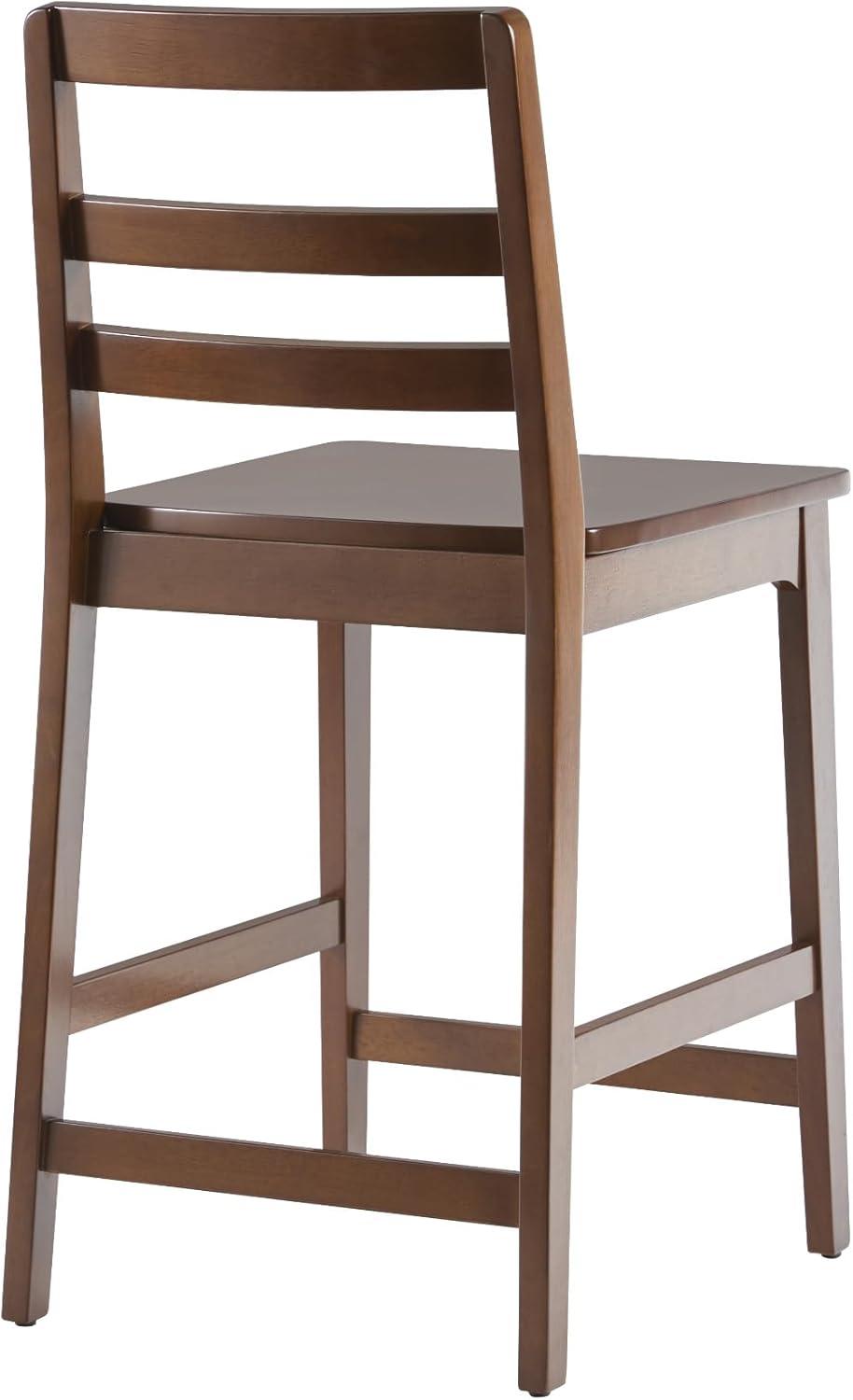 imageWalker Edison 2Piece Modern Solid Wood LadderBack Counter Stool Set of 2 WalnutWalnut