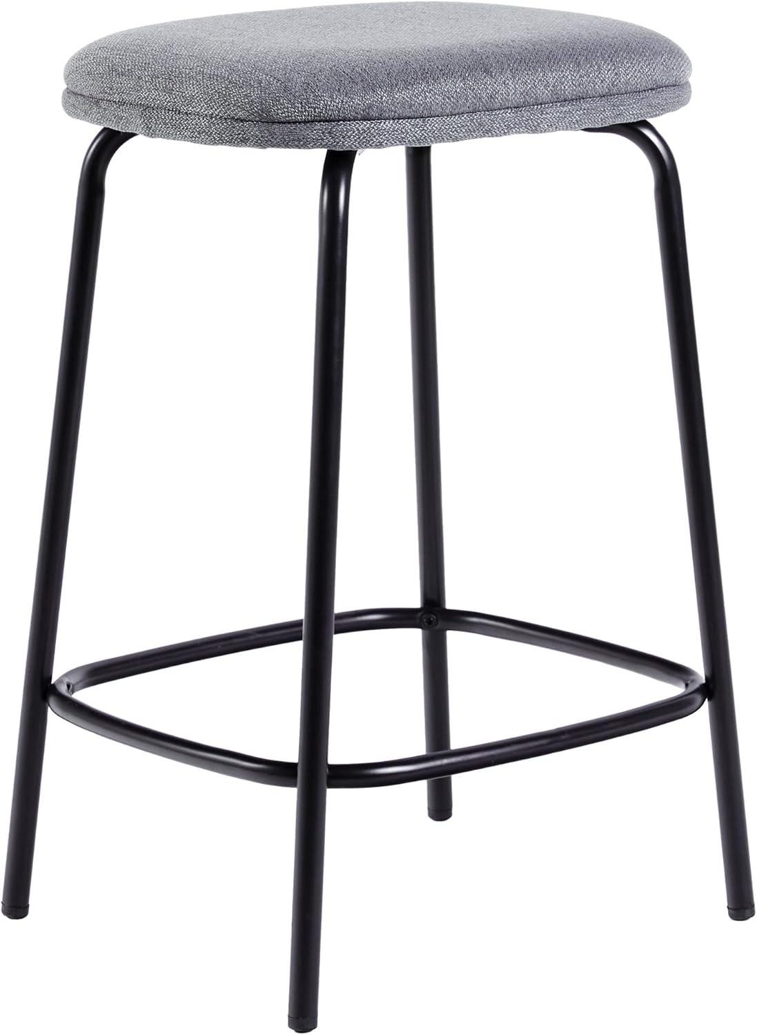 imageWalker Edison 2Piece Modern Upholstered Backless Counter Stool Set of 2 24 Inch IvoryCharcoal