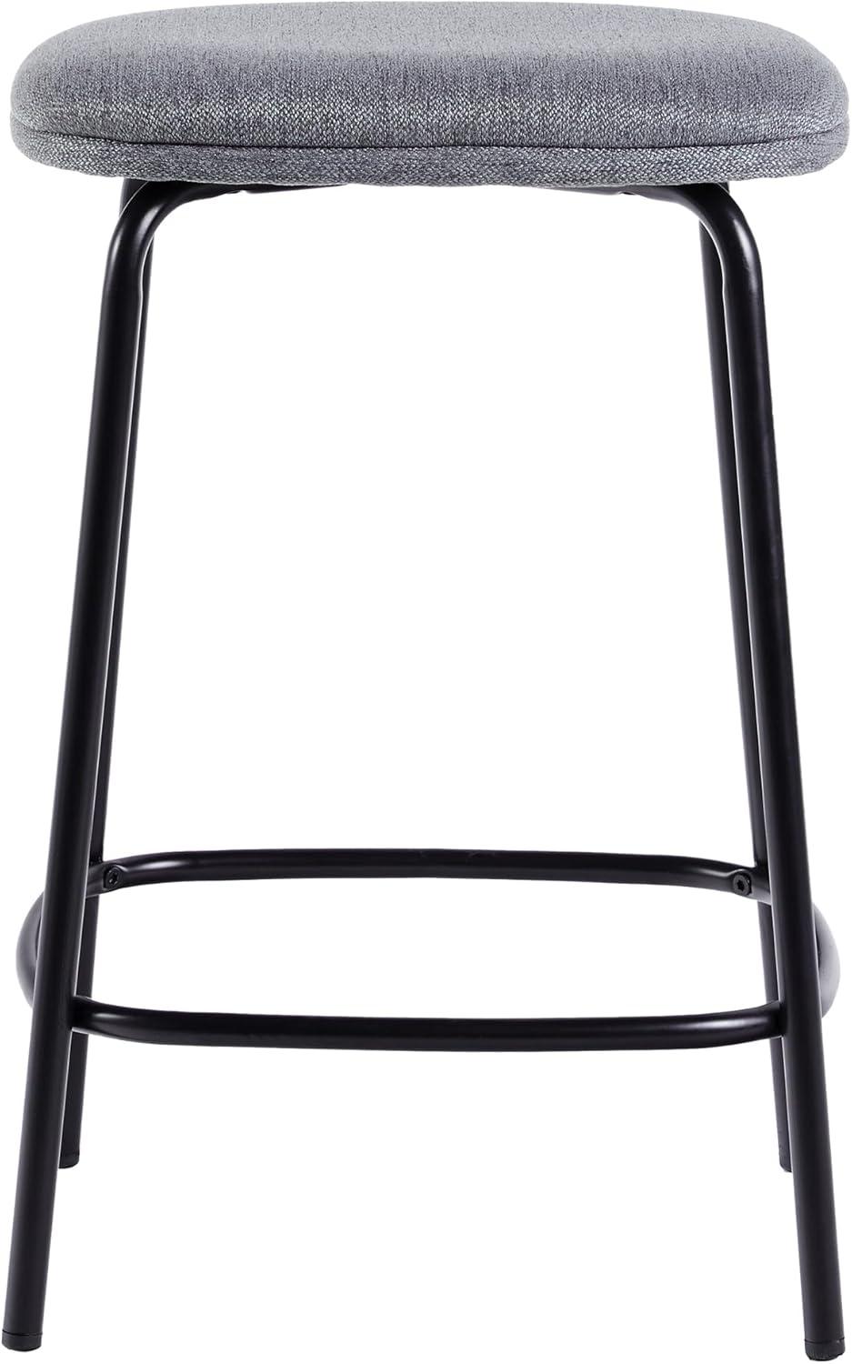 imageWalker Edison 2Piece Modern Upholstered Backless Counter Stool Set of 2 24 Inch IvoryCharcoal