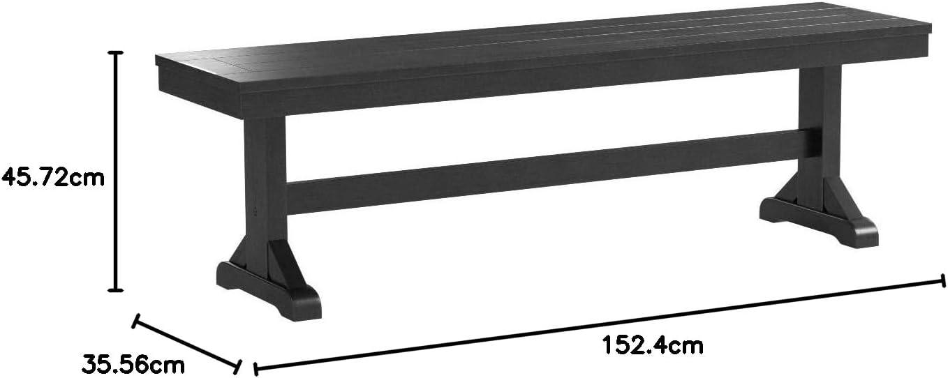 imageWalker Edison 3 Person Modern Farmhouse Wood Armless Kitchen Table Set Dining Chairs 60 Inch BlackBlack