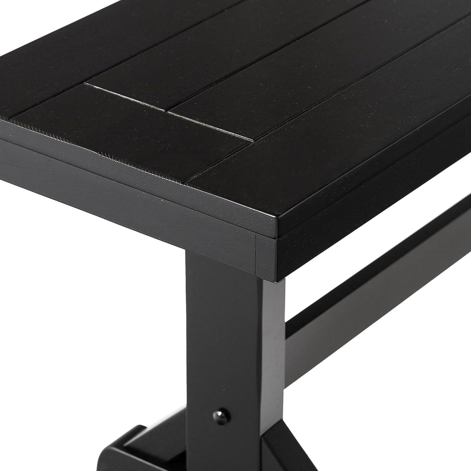 imageWalker Edison 3 Person Modern Farmhouse Wood Armless Kitchen Table Set Dining Chairs 60 Inch BlackBlack