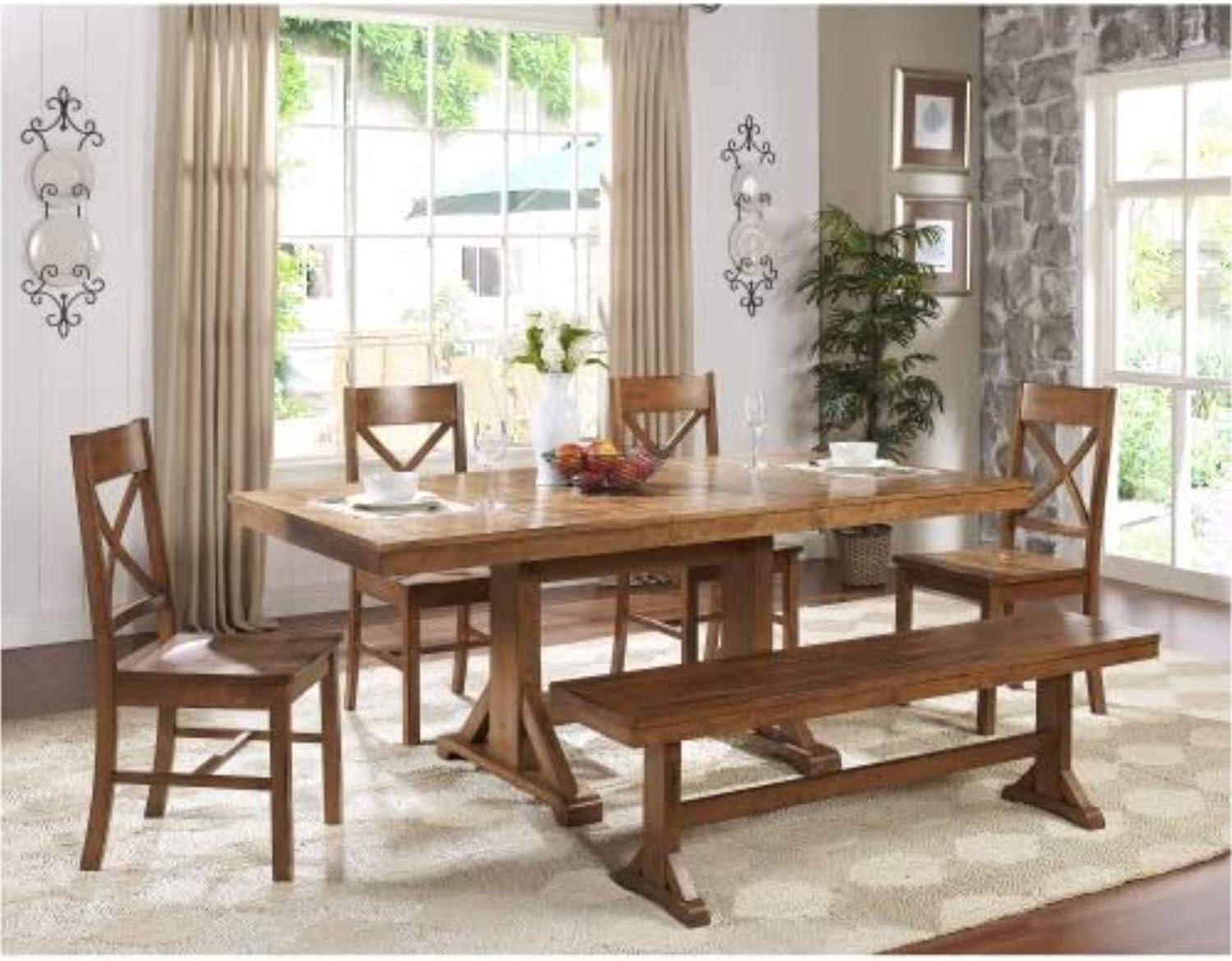 imageWalker Edison 3 Person Modern Farmhouse Wood Armless Kitchen Table Set Dining Chairs 60 Inch BlackBrown