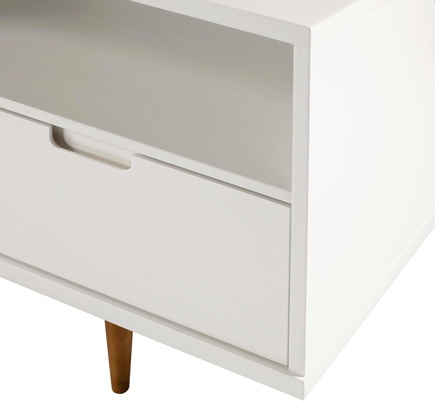 imageWalker Edison 3Drawer Mid Century Modern Wood TV Stand for TVs up to 65quot Flat Screen Cabinet Door Living Room Storage Entertainment Center 58 Inch CaramelWhite