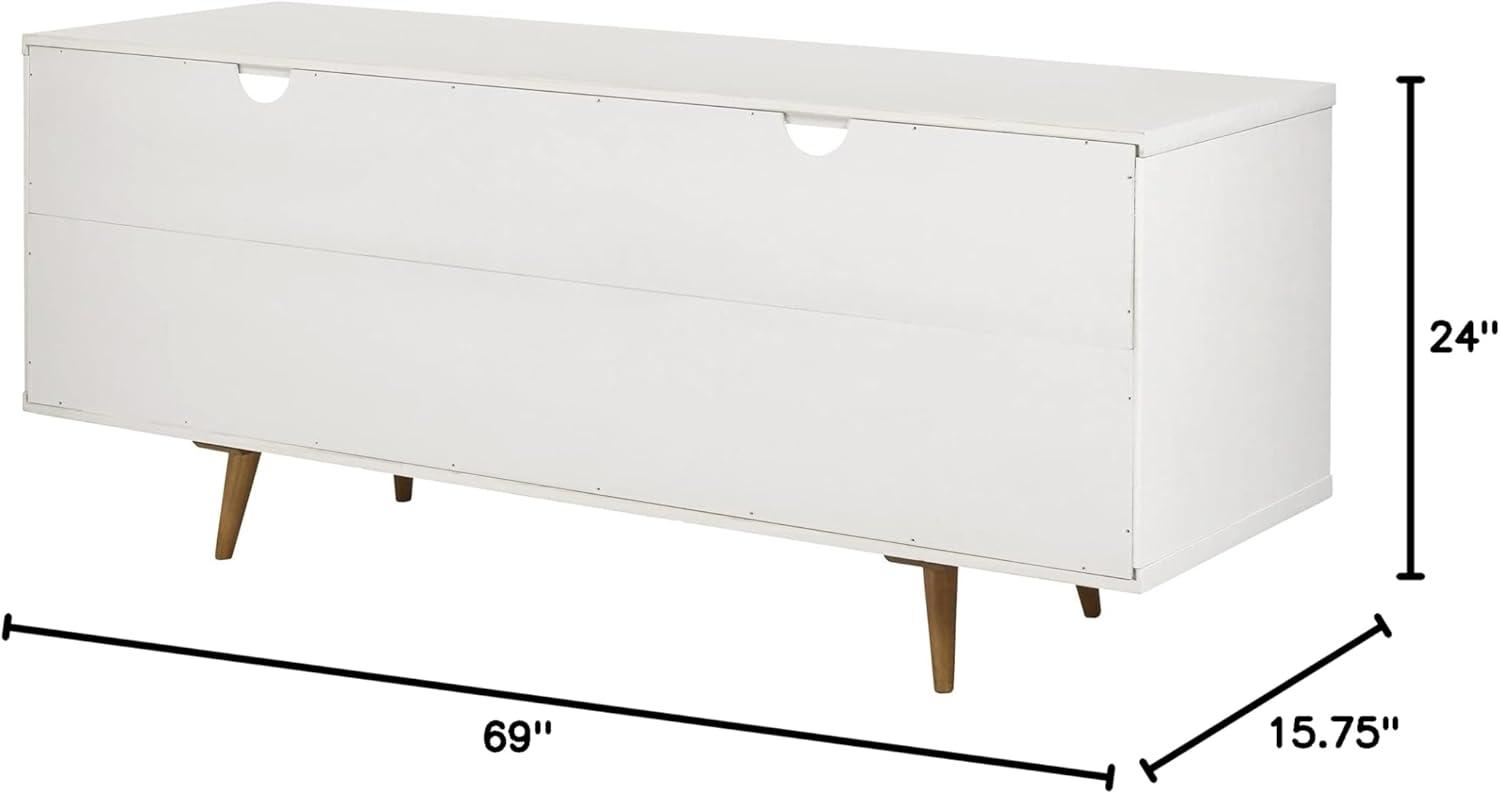 imageWalker Edison 3Drawer Mid Century Modern Wood TV Stand for TVs up to 65quot Flat Screen Cabinet Door Living Room Storage Entertainment Center 58 Inch CaramelWhite
