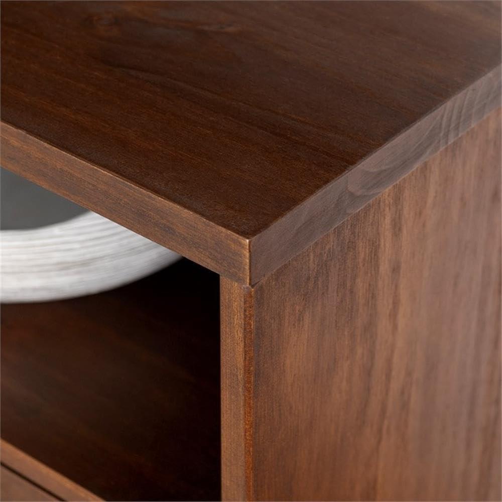 imageWalker Edison 3Drawer Mid Century Modern Wood TV Stand for TVs up to 65quot Flat Screen Cabinet Door Living Room Storage Entertainment Center 58 Inch CaramelWalnut