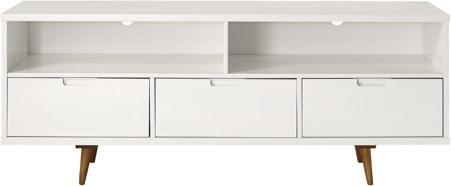imageWalker Edison 3Drawer Mid Century Modern Wood TV Stand for TVs up to 65quot Flat Screen Cabinet Door Living Room Storage Entertainment Center 58 Inch CaramelWhite