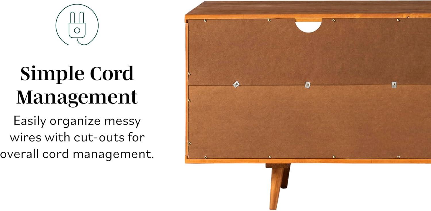 imageWalker Edison 3Drawer Mid Century Modern Wood TV Stand for TVs up to 65quot Flat Screen Cabinet Door Living Room Storage Entertainment Center 58 Inch CaramelCaramel