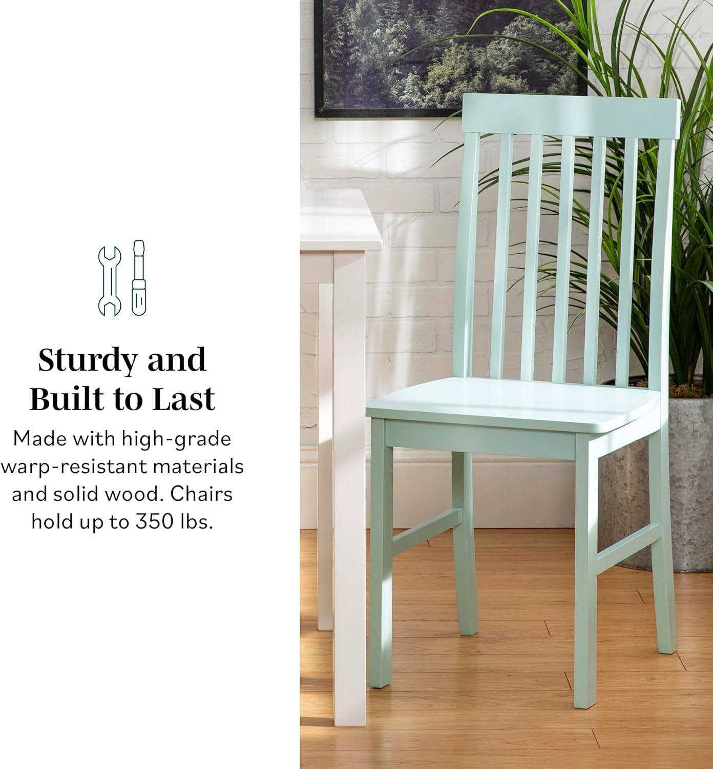 imageWalker Edison 4 Person Modern Farmhouse Wood Small Dining Table Dining Room Kitchen Table Set 4 Chairs Set 48 Inch White and Grey