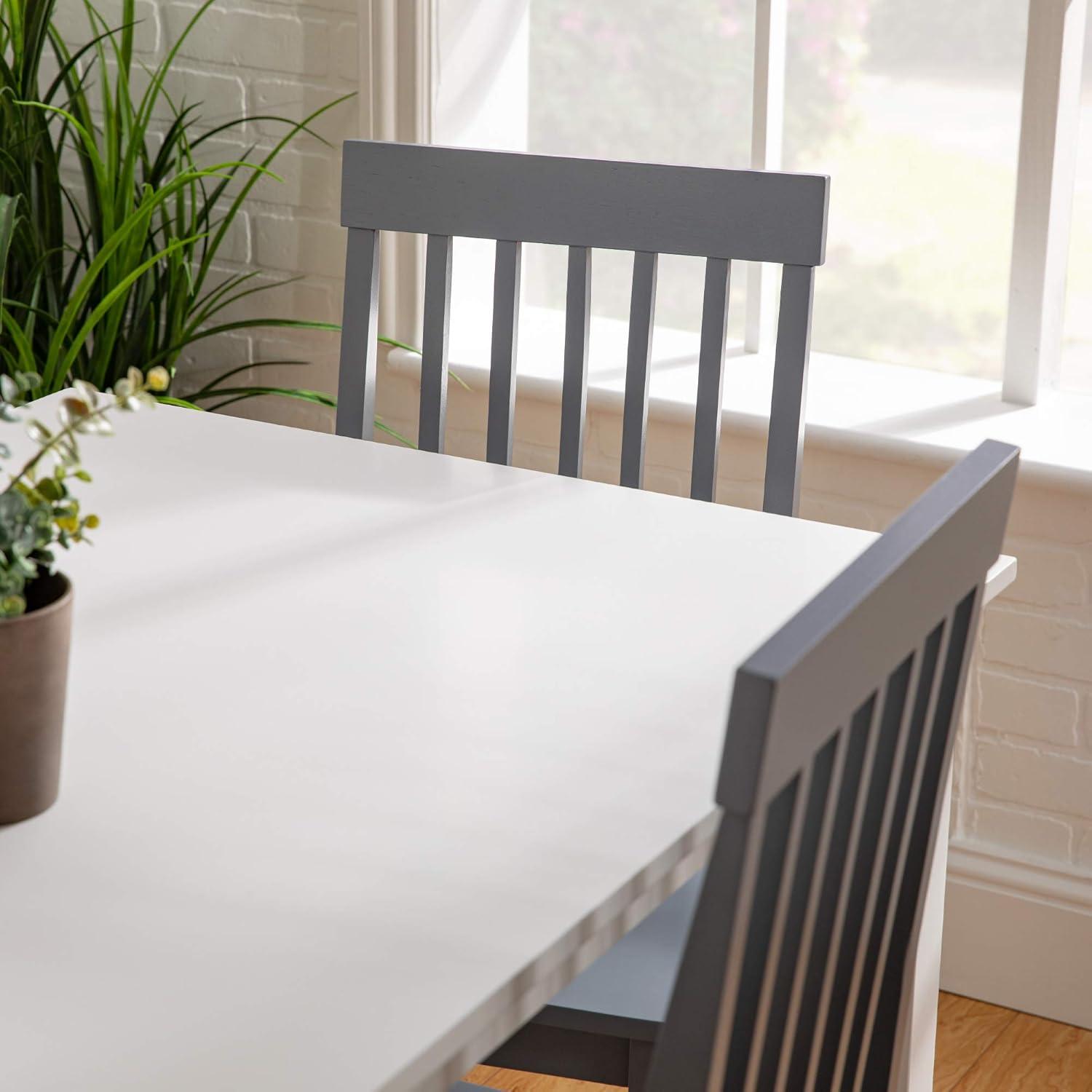 imageWalker Edison 4 Person Modern Farmhouse Wood Small Dining Table Dining Room Kitchen Table Set 4 Chairs Set 48 Inch White and Grey