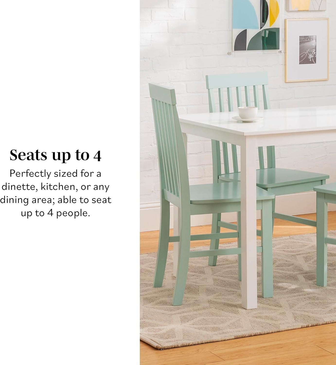 imageWalker Edison 4 Person Modern Farmhouse Wood Small Dining Table Dining Room Kitchen Table Set 4 Chairs Set 48 Inch White and Grey