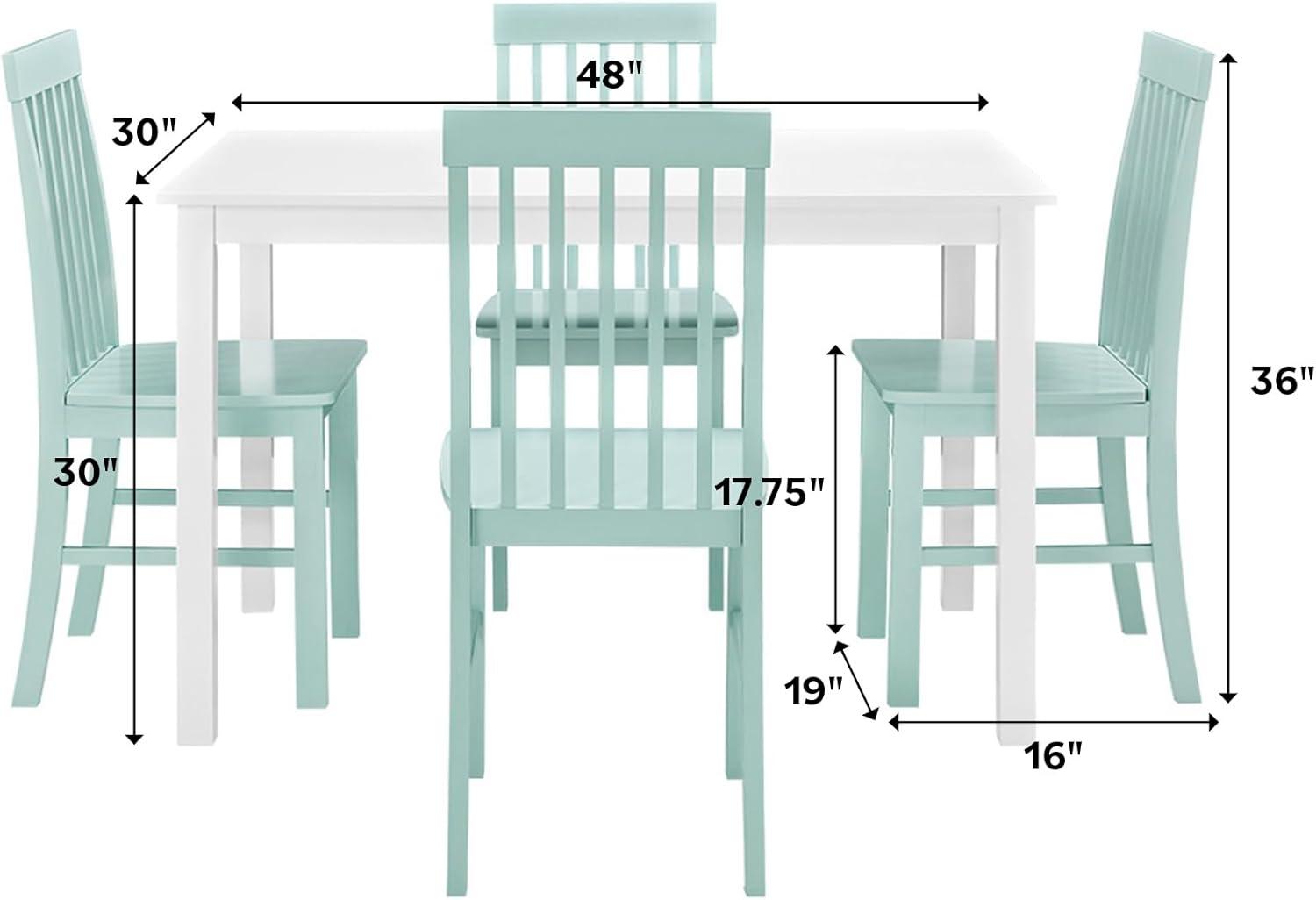 imageWalker Edison 4 Person Modern Farmhouse Wood Small Dining Table Dining Room Kitchen Table Set 4 Chairs Set 48 Inch White and Grey