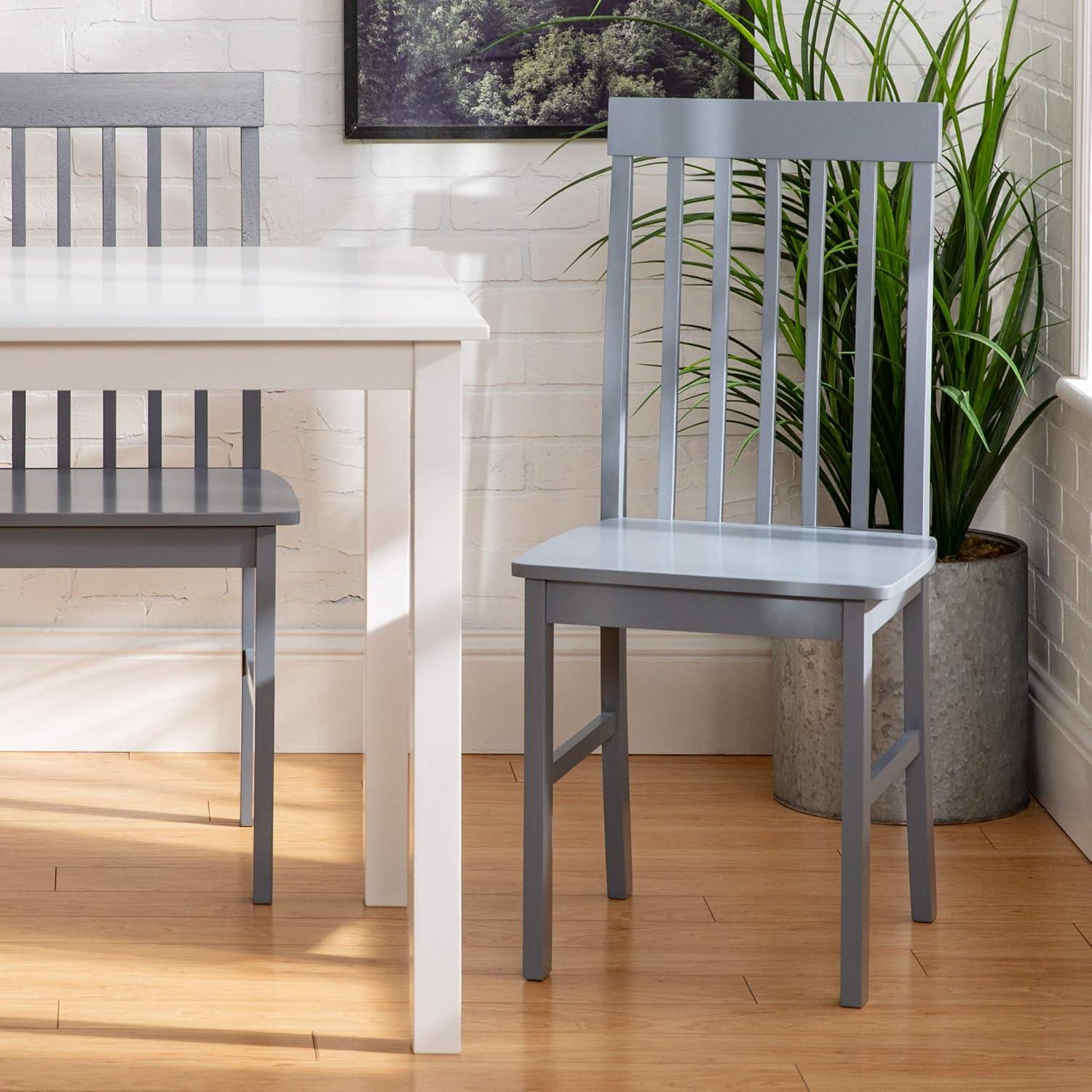 imageWalker Edison 4 Person Modern Farmhouse Wood Small Dining Table Dining Room Kitchen Table Set 4 Chairs Set 48 Inch White and Grey