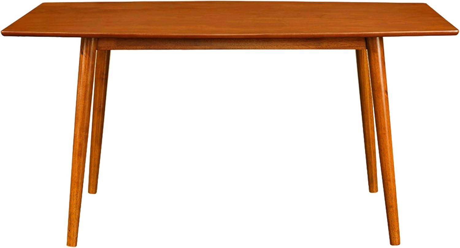 imageWalker Edison 6 Person Mid Century Modern Wood Hairpin Rectangle Dining Room Kitchen Table Set Dining Chairs 60 Inch BrownBrown