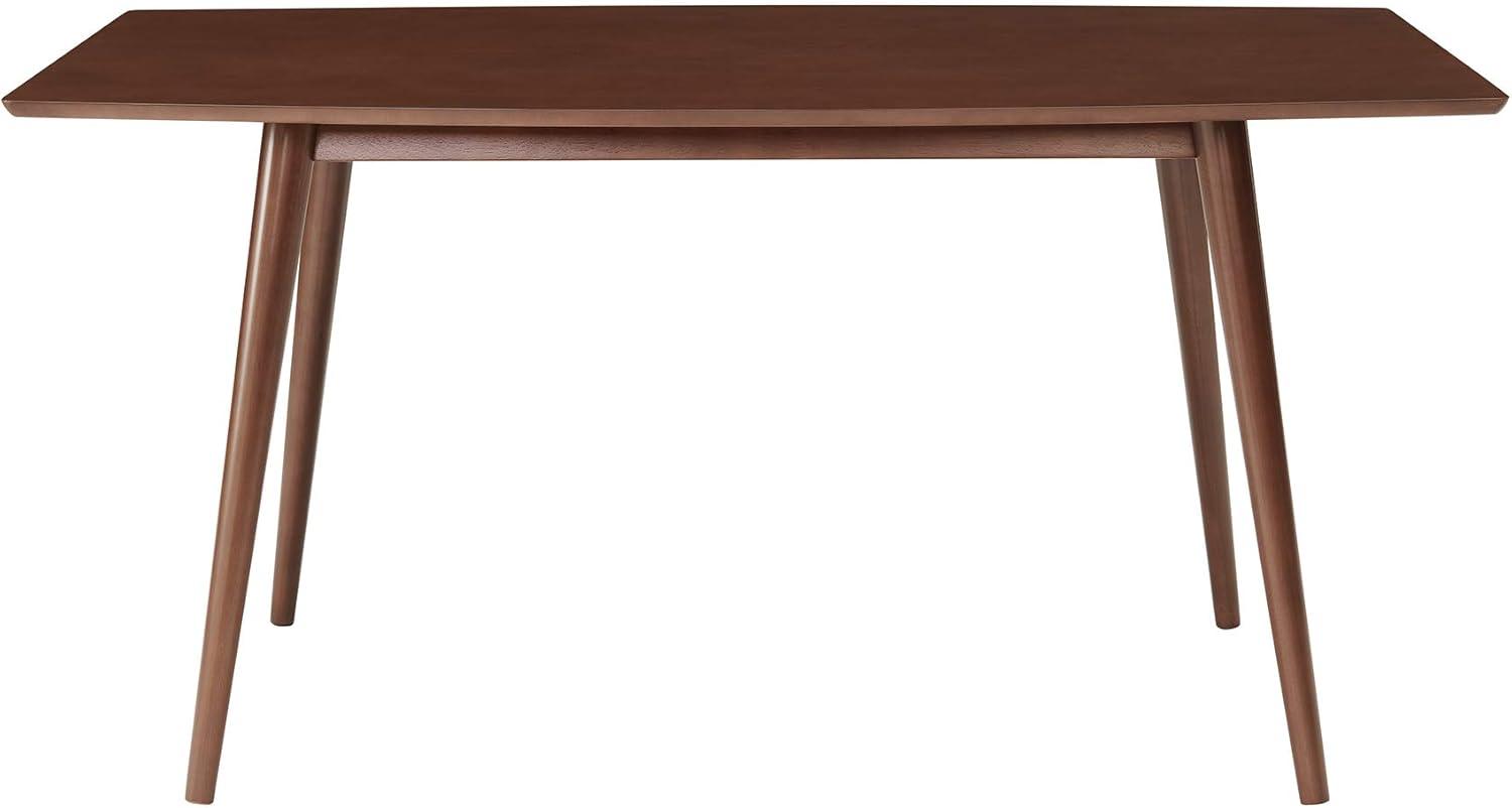 imageWalker Edison 6 Person Mid Century Modern Wood Hairpin Rectangle Dining Room Kitchen Table Set Dining Chairs 60 Inch BrownWalnut