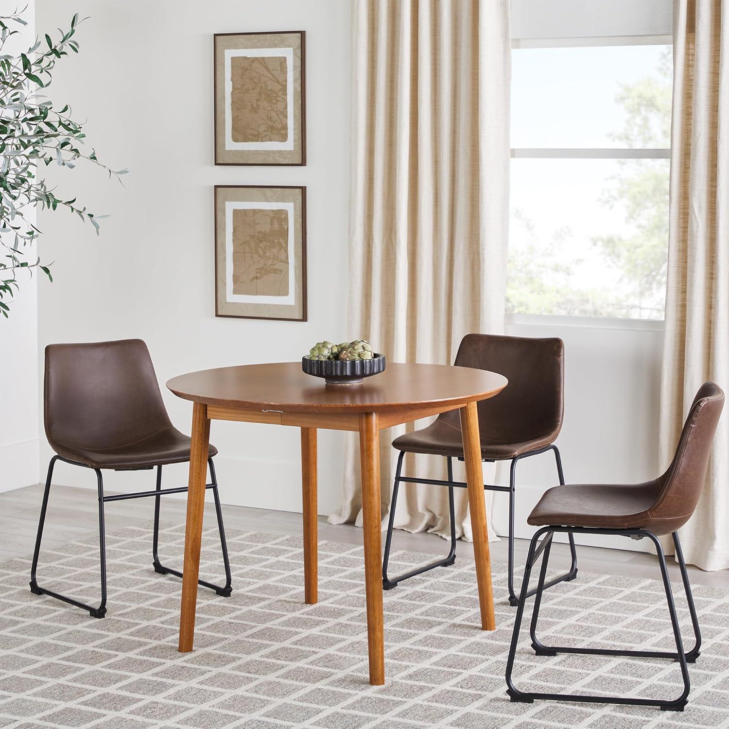 imageWalker Edison 6 Person MidCentury Modern Solid Wood Oval Extension Dining Table with Hairpin Legs and Removable Leaf CaramelCaramel