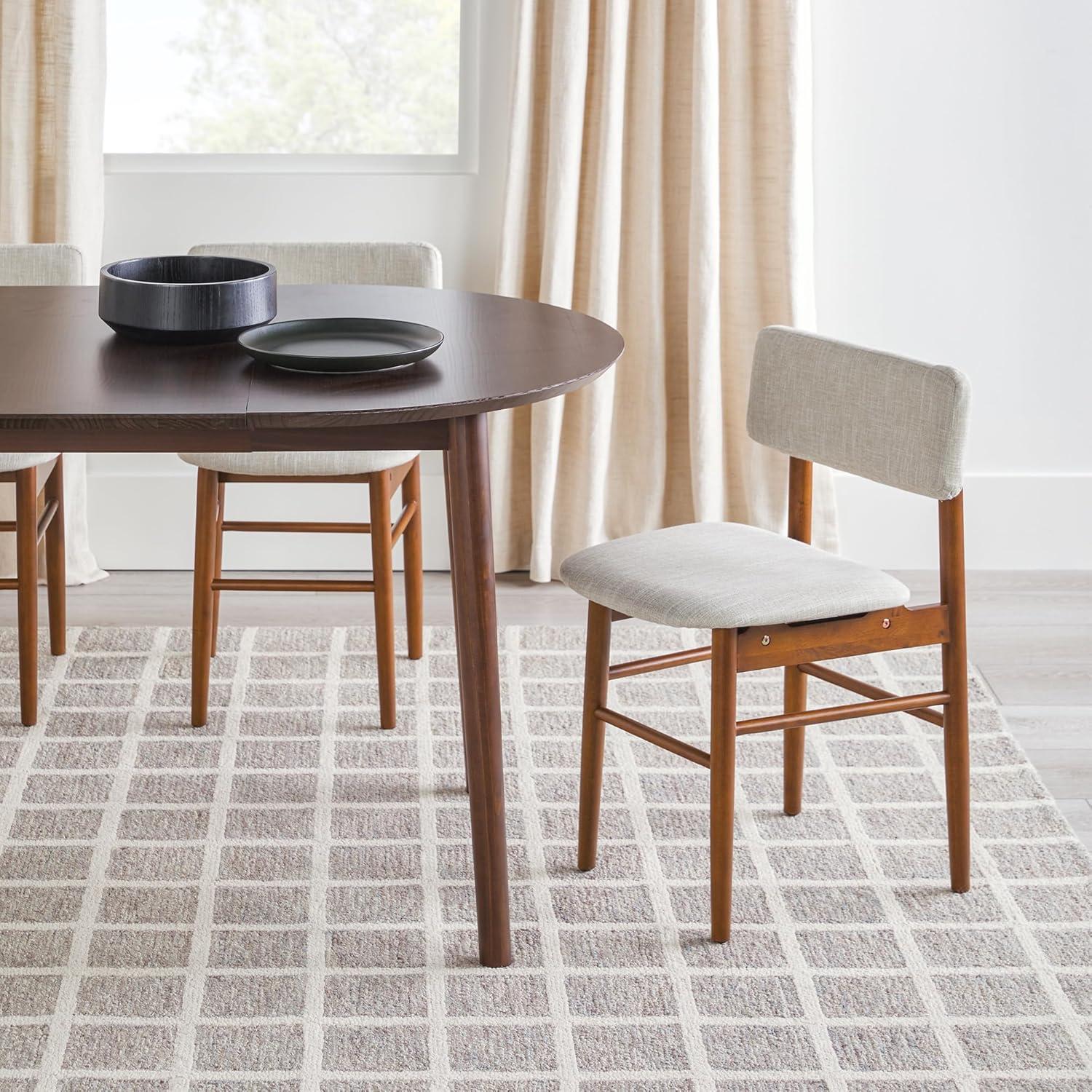 imageWalker Edison 6 Person MidCentury Modern Solid Wood Oval Extension Dining Table with Hairpin Legs and Removable Leaf CaramelWalnut