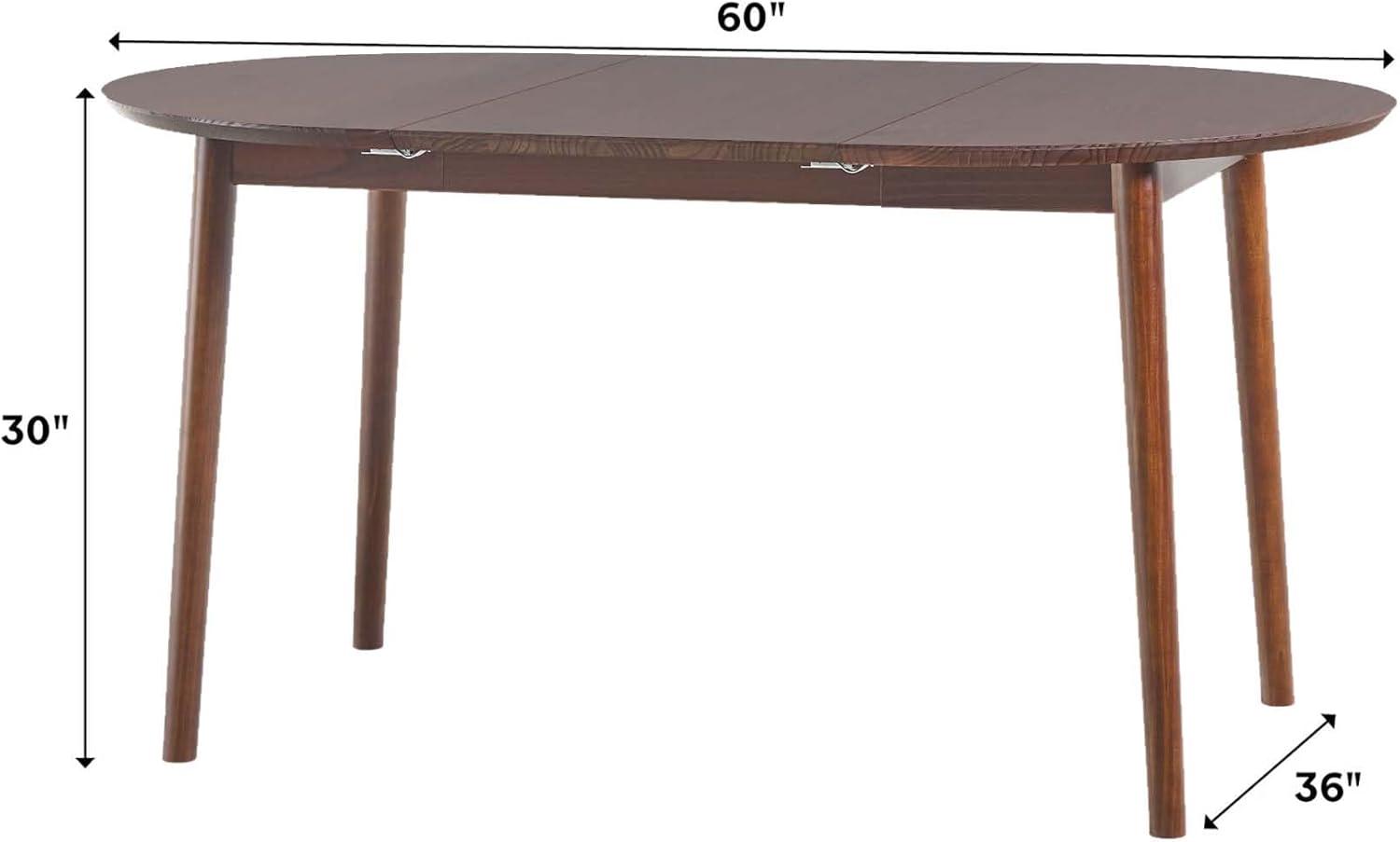 imageWalker Edison 6 Person MidCentury Modern Solid Wood Oval Extension Dining Table with Hairpin Legs and Removable Leaf CaramelWalnut