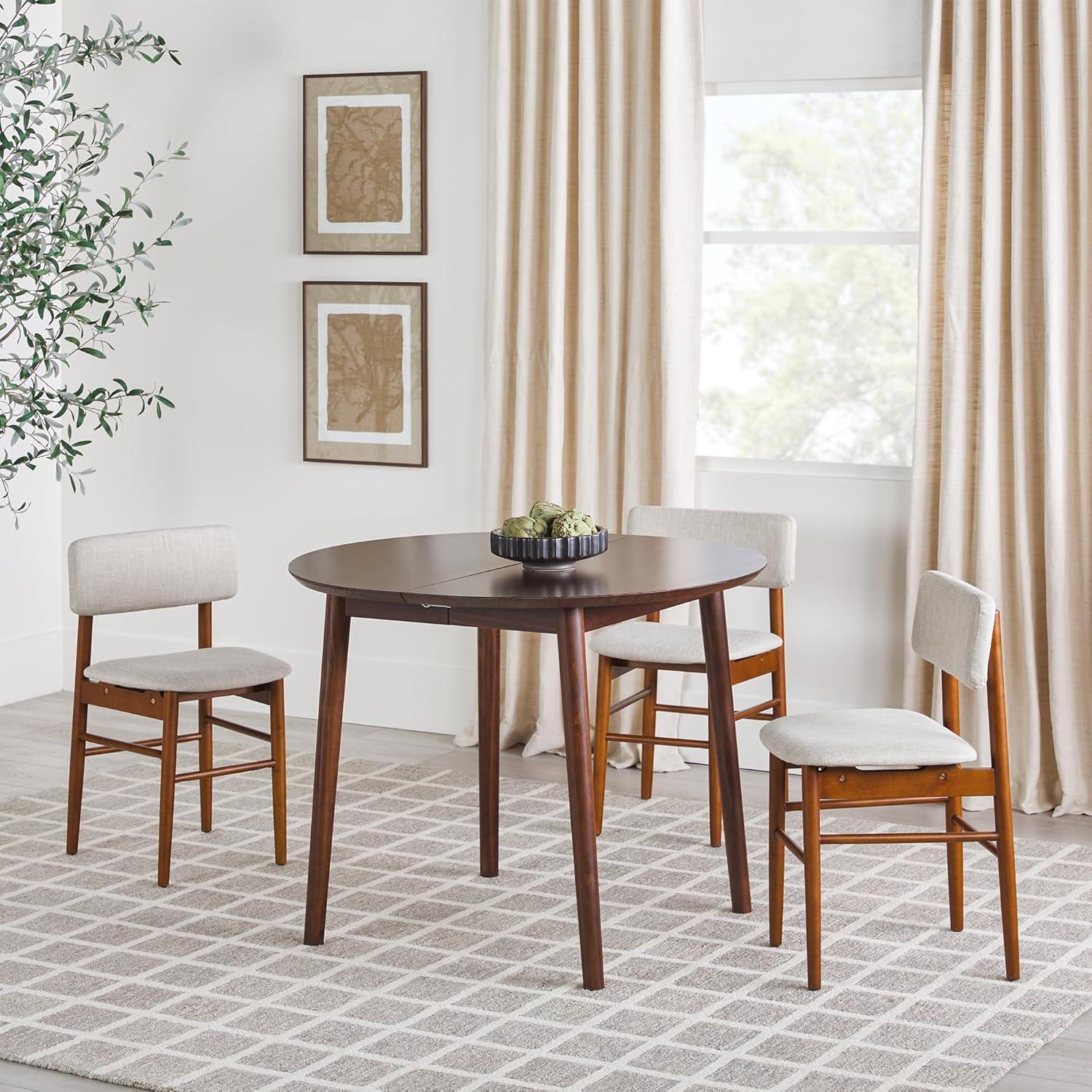 imageWalker Edison 6 Person MidCentury Modern Solid Wood Oval Extension Dining Table with Hairpin Legs and Removable Leaf CaramelWalnut