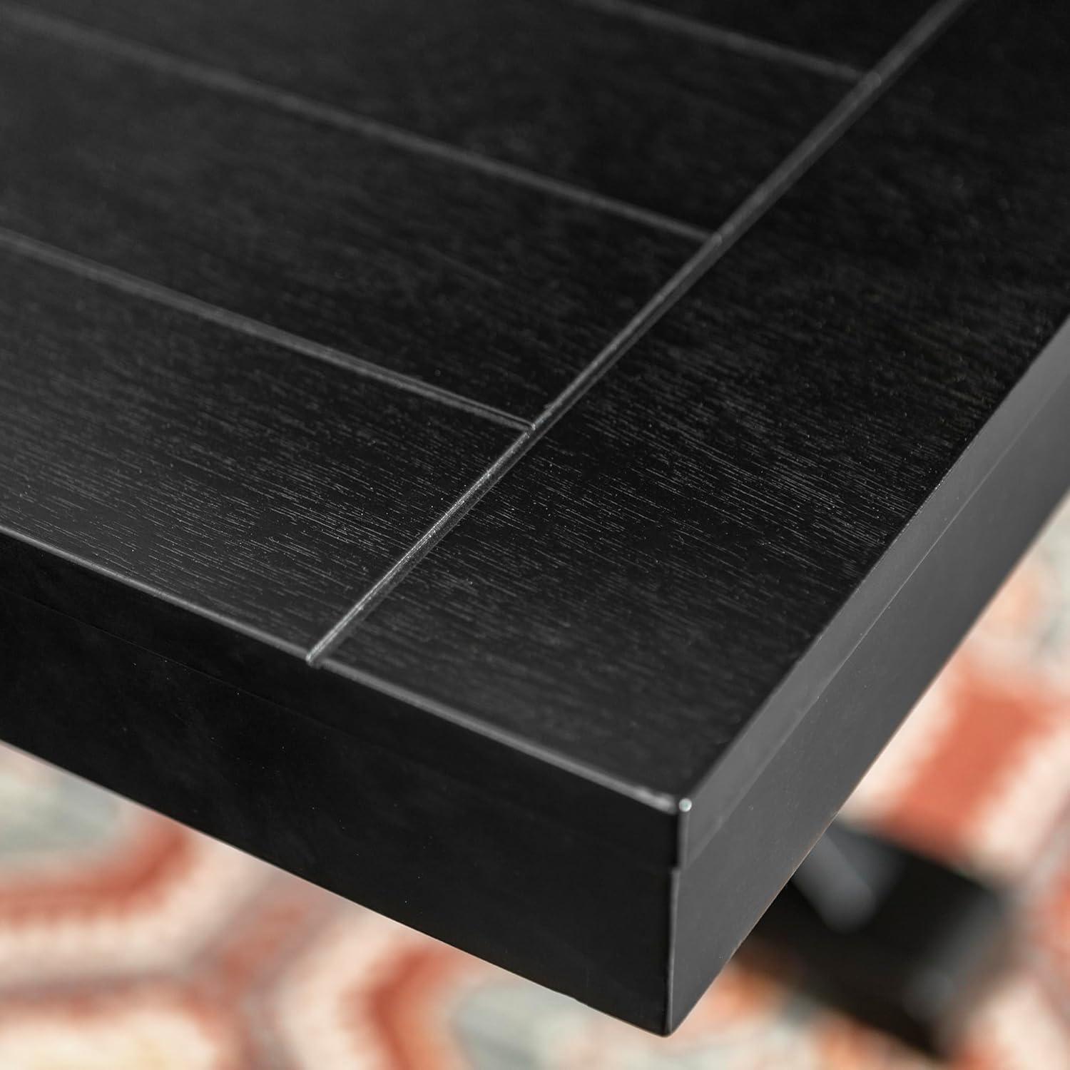 imageWalker Edison 6 to 8 Person Wood Modern Farmhouse Expandable Dining Room Table with Leaf Kitchen Dining Chairs 60 Inch Antique BlackAntique Black