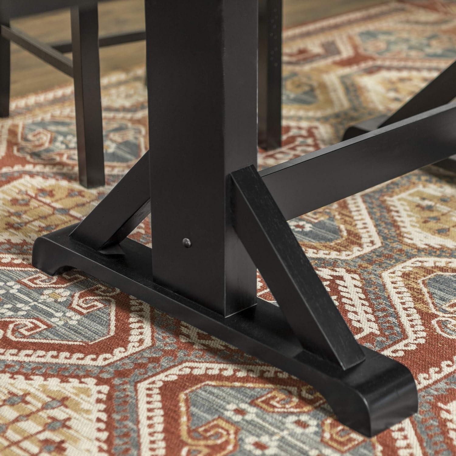 imageWalker Edison 6 to 8 Person Wood Modern Farmhouse Expandable Dining Room Table with Leaf Kitchen Dining Chairs 60 Inch Antique BlackAntique Black